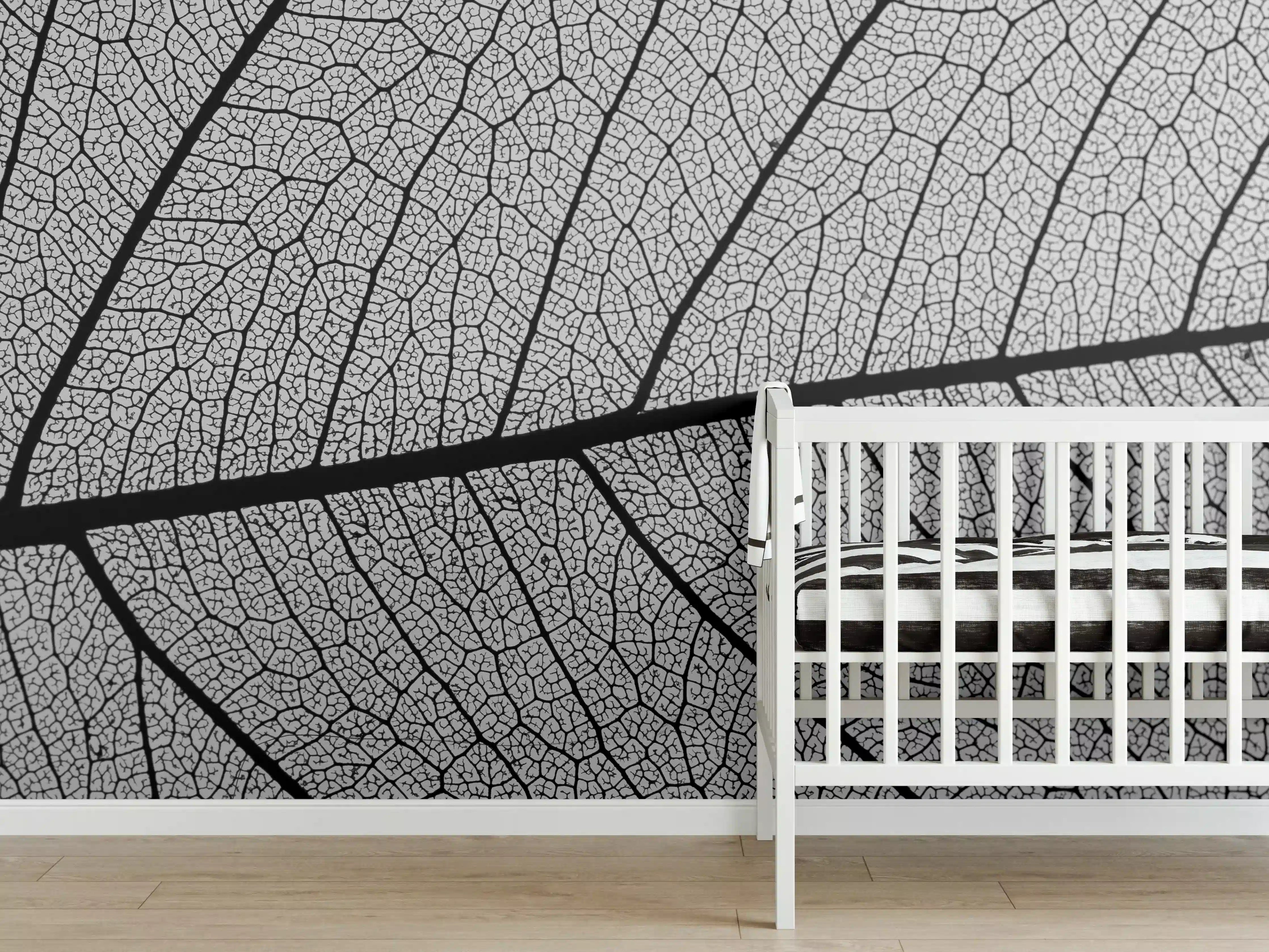 Babyzimmer Wandgestaltung - Graue Baumrinde mit feinen Rissen und Strukturen