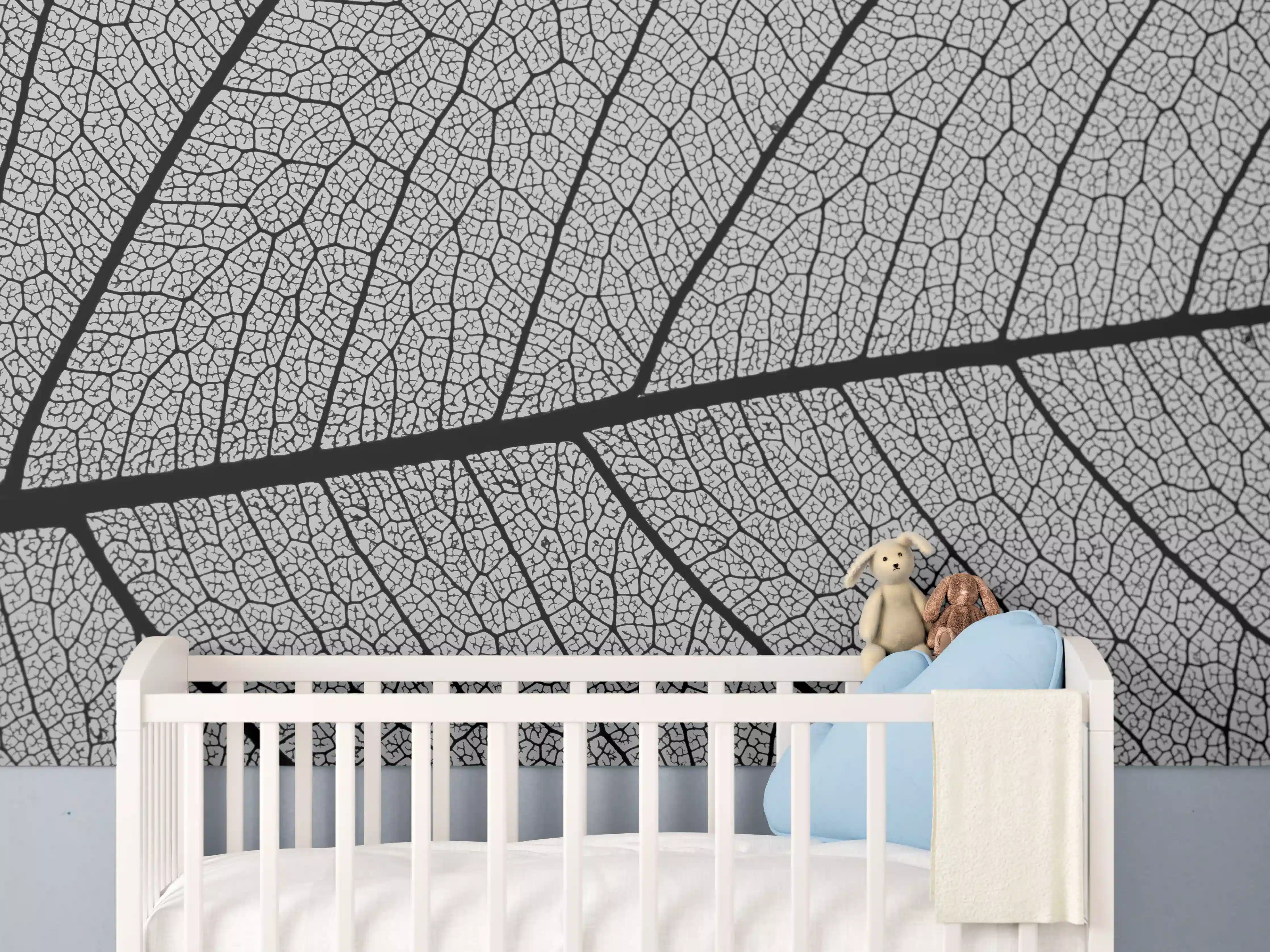 Babyzimmer Wandgestaltung - Graue Baumrinde mit feinen Rissen und Strukturen