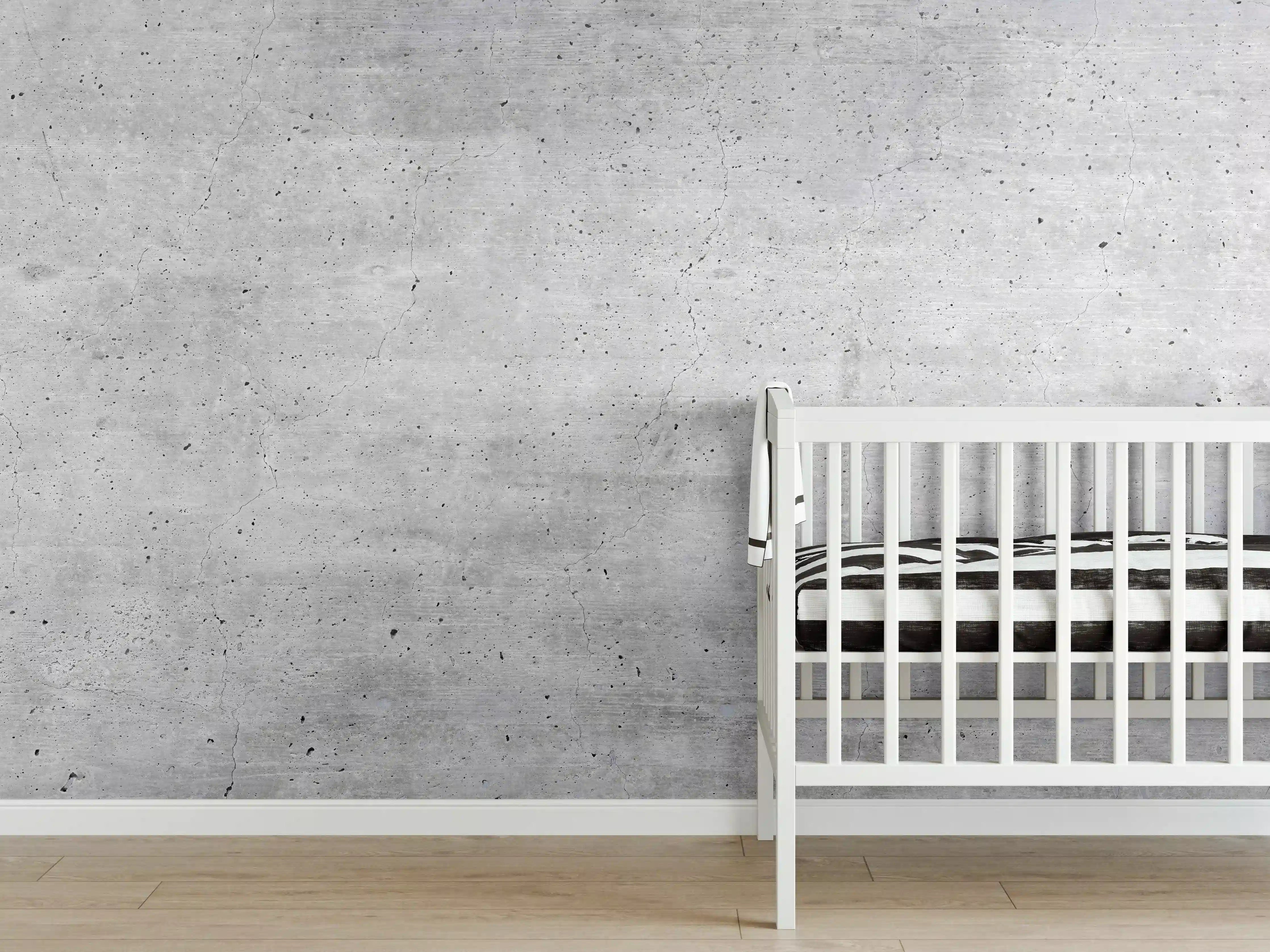 Babyzimmer Wandgestaltung - Graue Betonwand