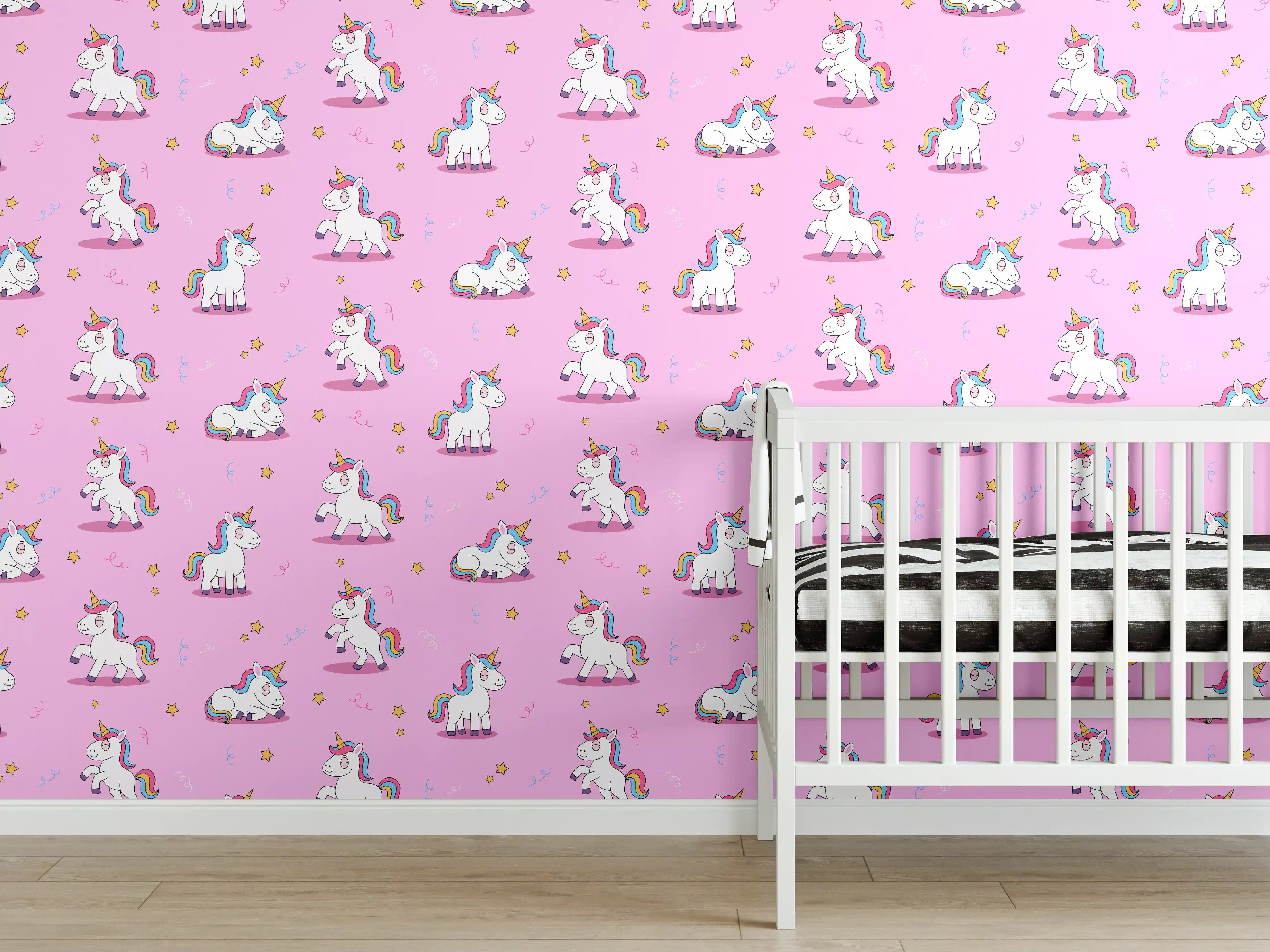 Babyzimmer Wandgestaltung - Graue Einhorn-Magie Wanddeko
