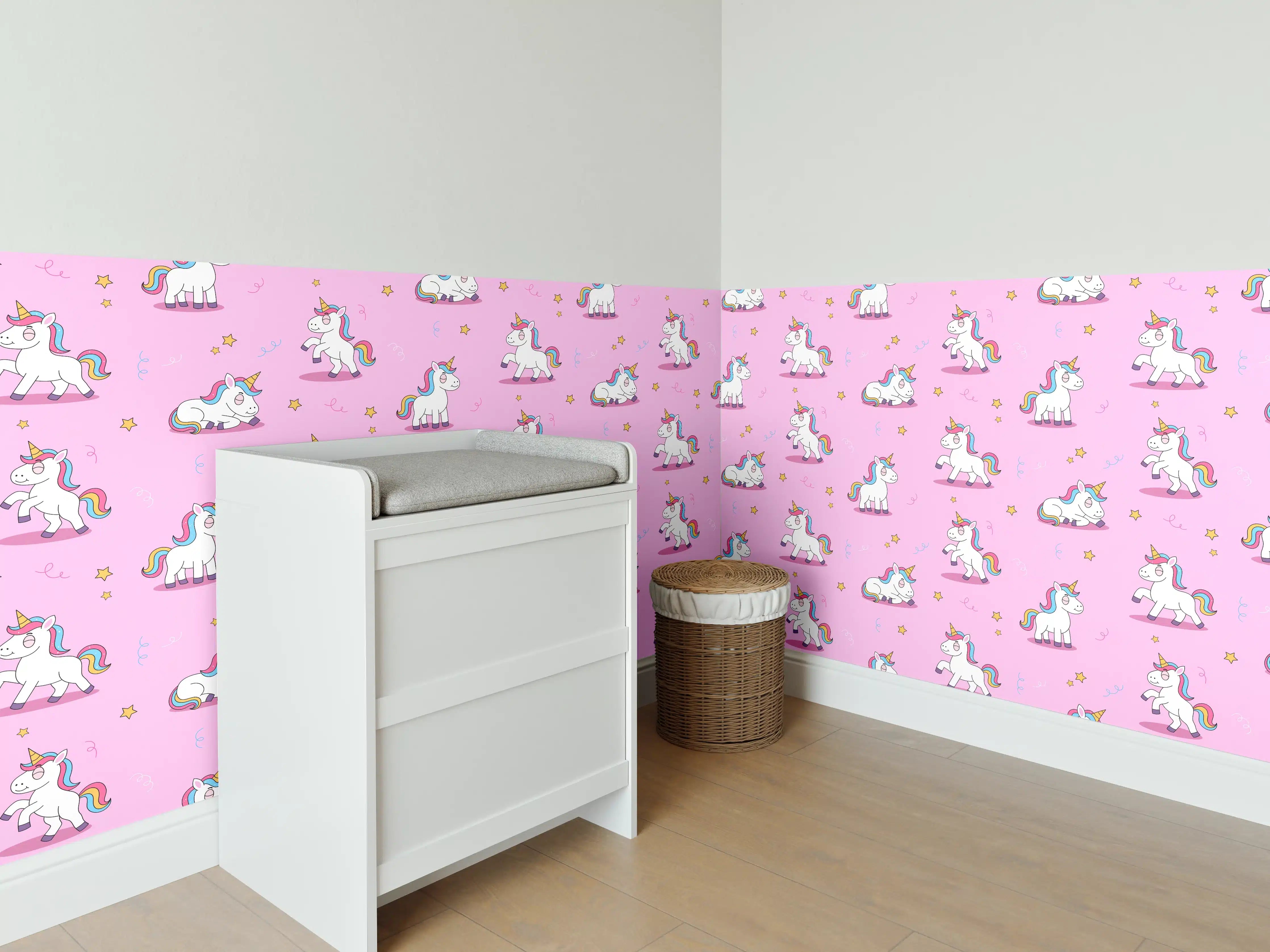 Babyzimmer Wandgestaltung - Graue Einhorn-Magie Wanddeko