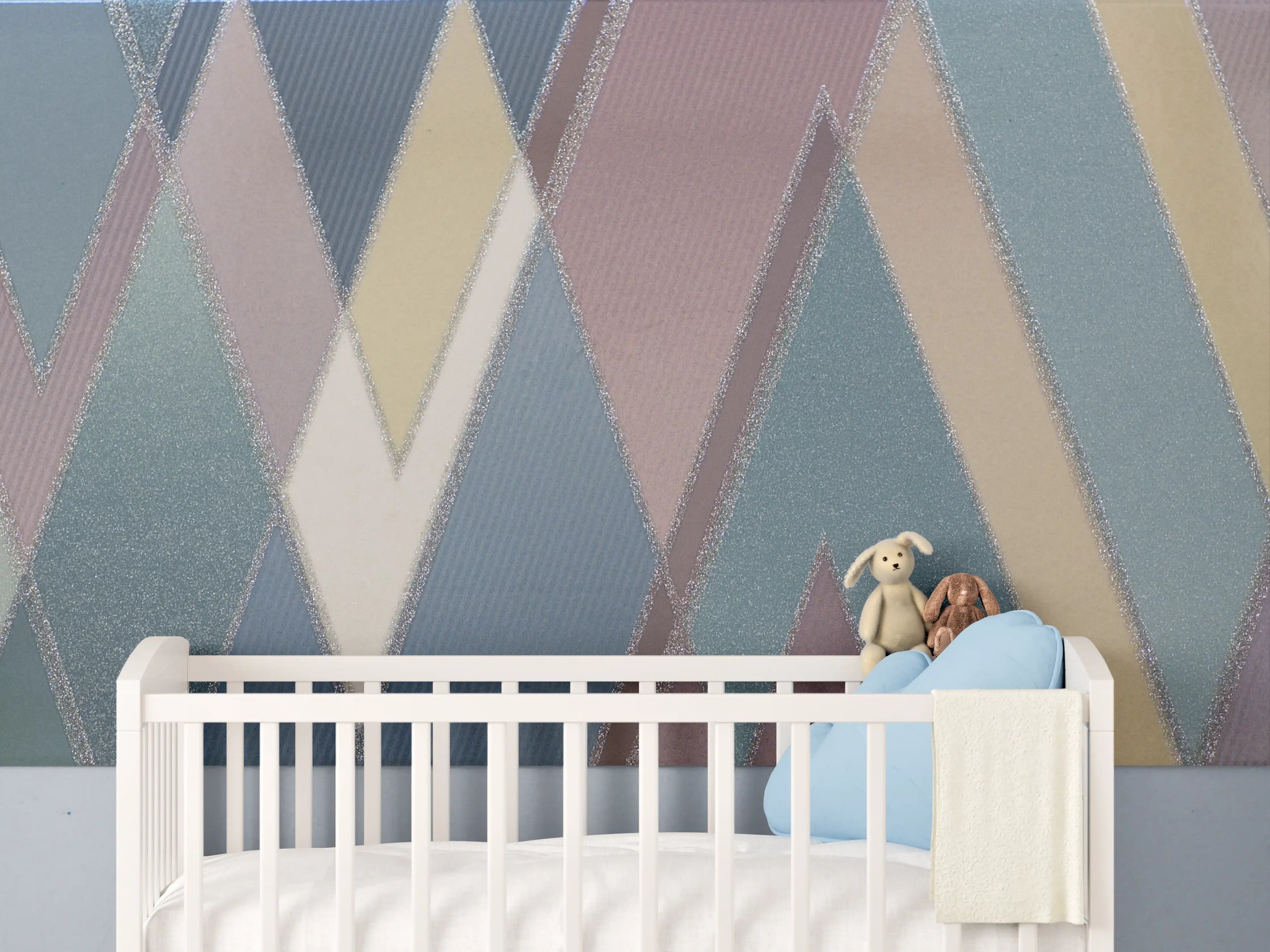 Babyzimmer Wandgestaltung - Graue Geometrien an weißen Wänden