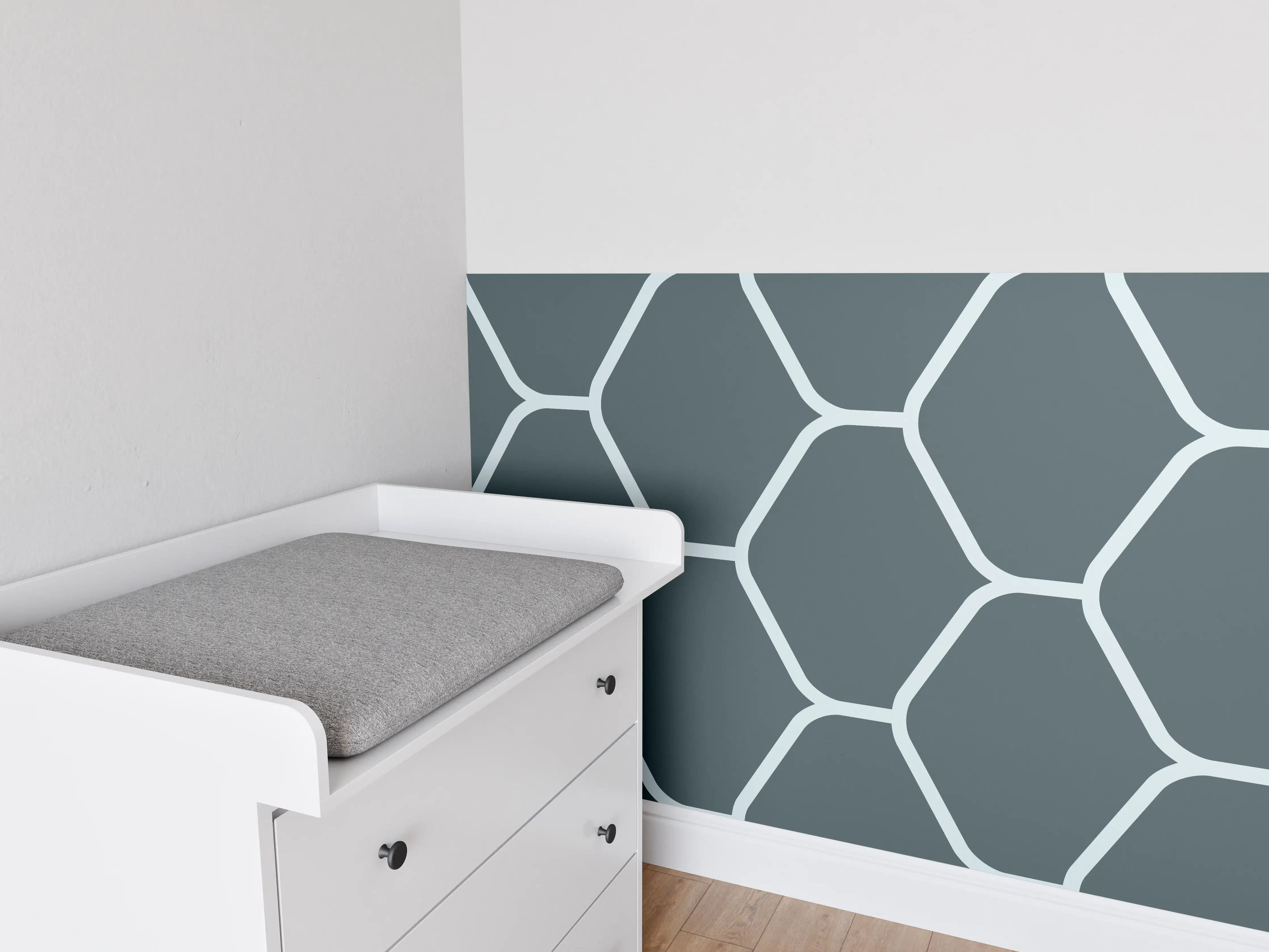 Babyzimmer Wandgestaltung - Graue Hexagon-Muster Tapete