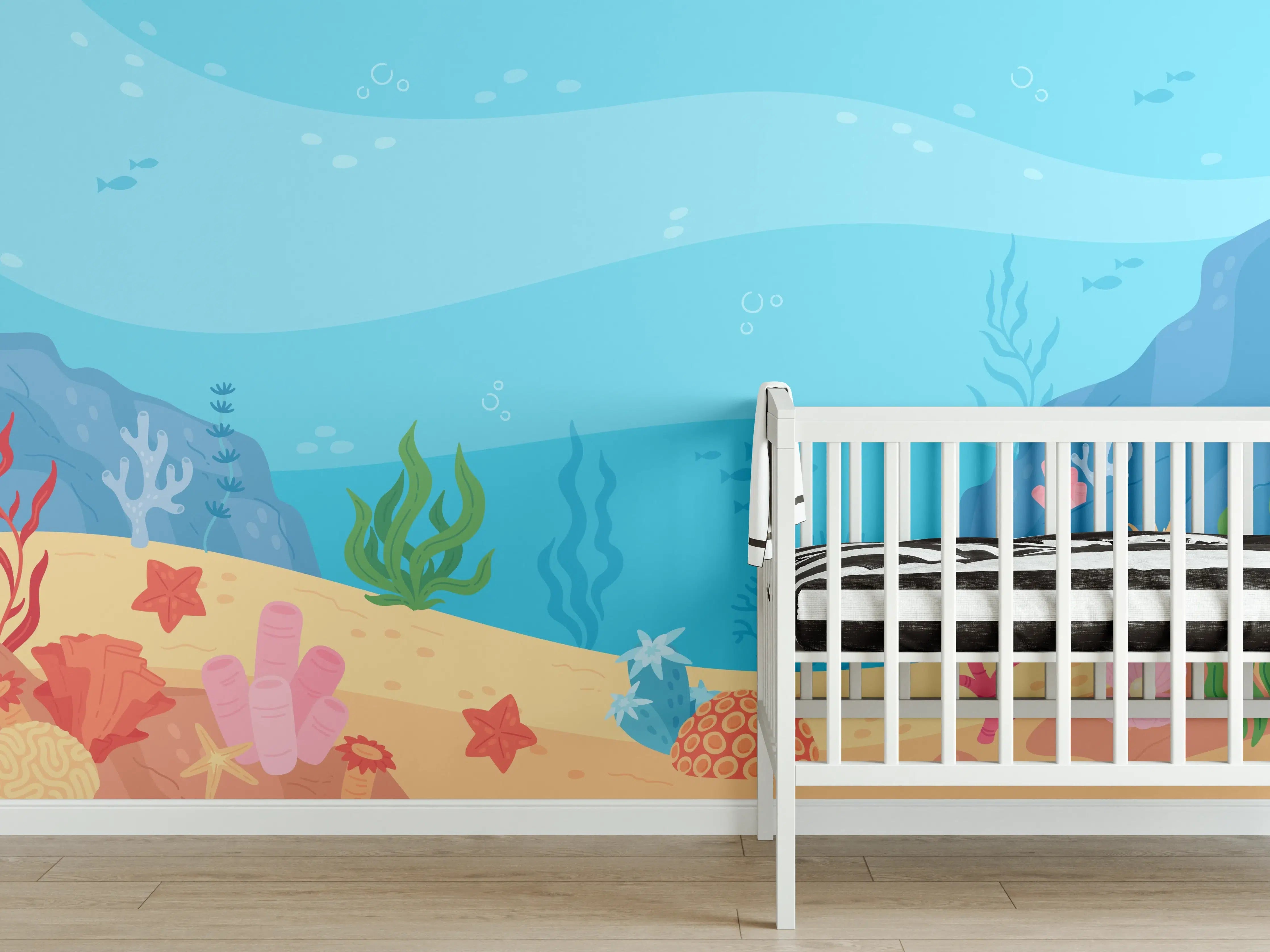 Babyzimmer Wandgestaltung - Graue Korallenparadies