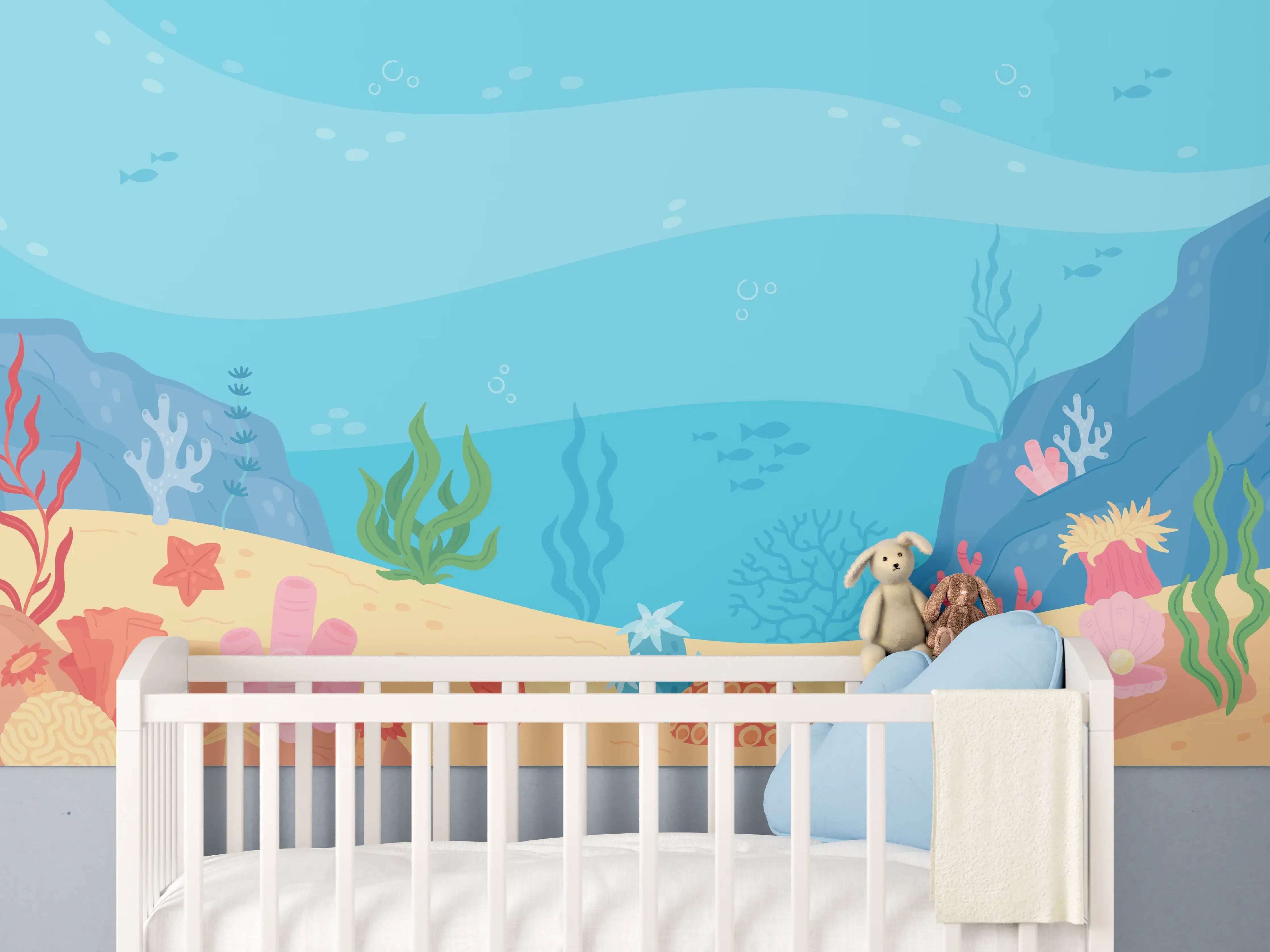 Babyzimmer Wandgestaltung - Graue Korallenparadies