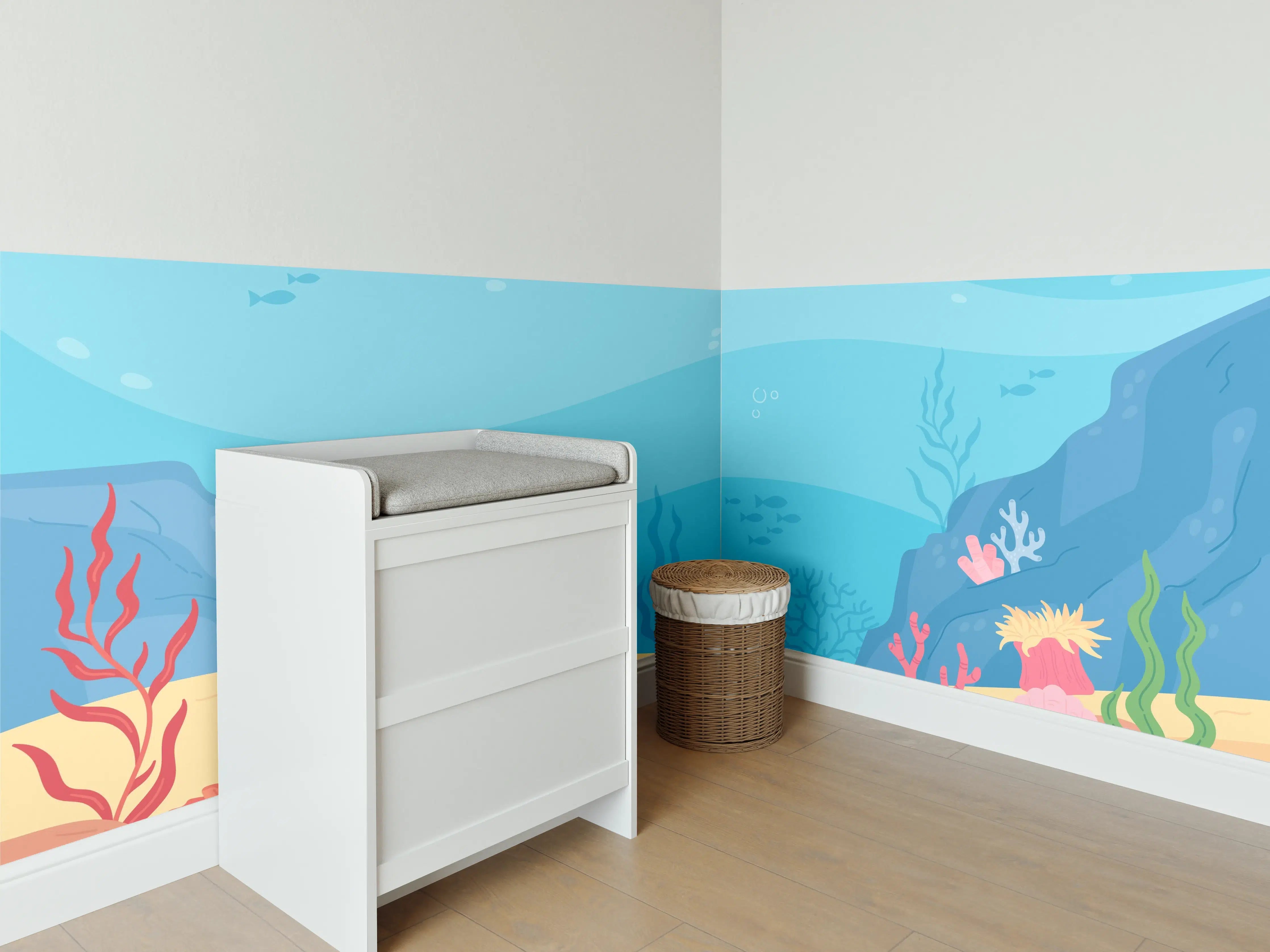 Babyzimmer Wandgestaltung - Graue Korallenparadies