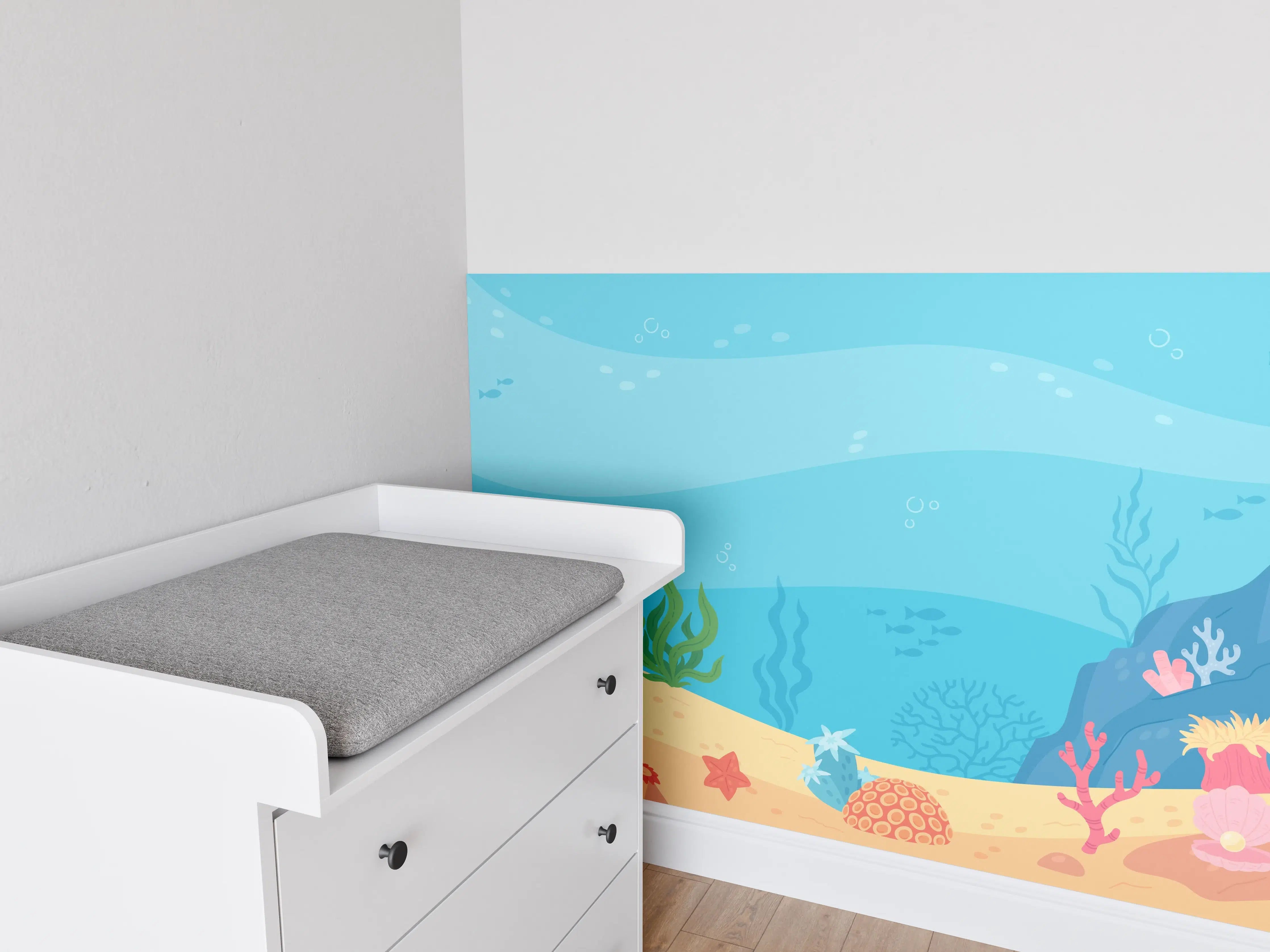 Babyzimmer Wandgestaltung - Graue Korallenparadies
