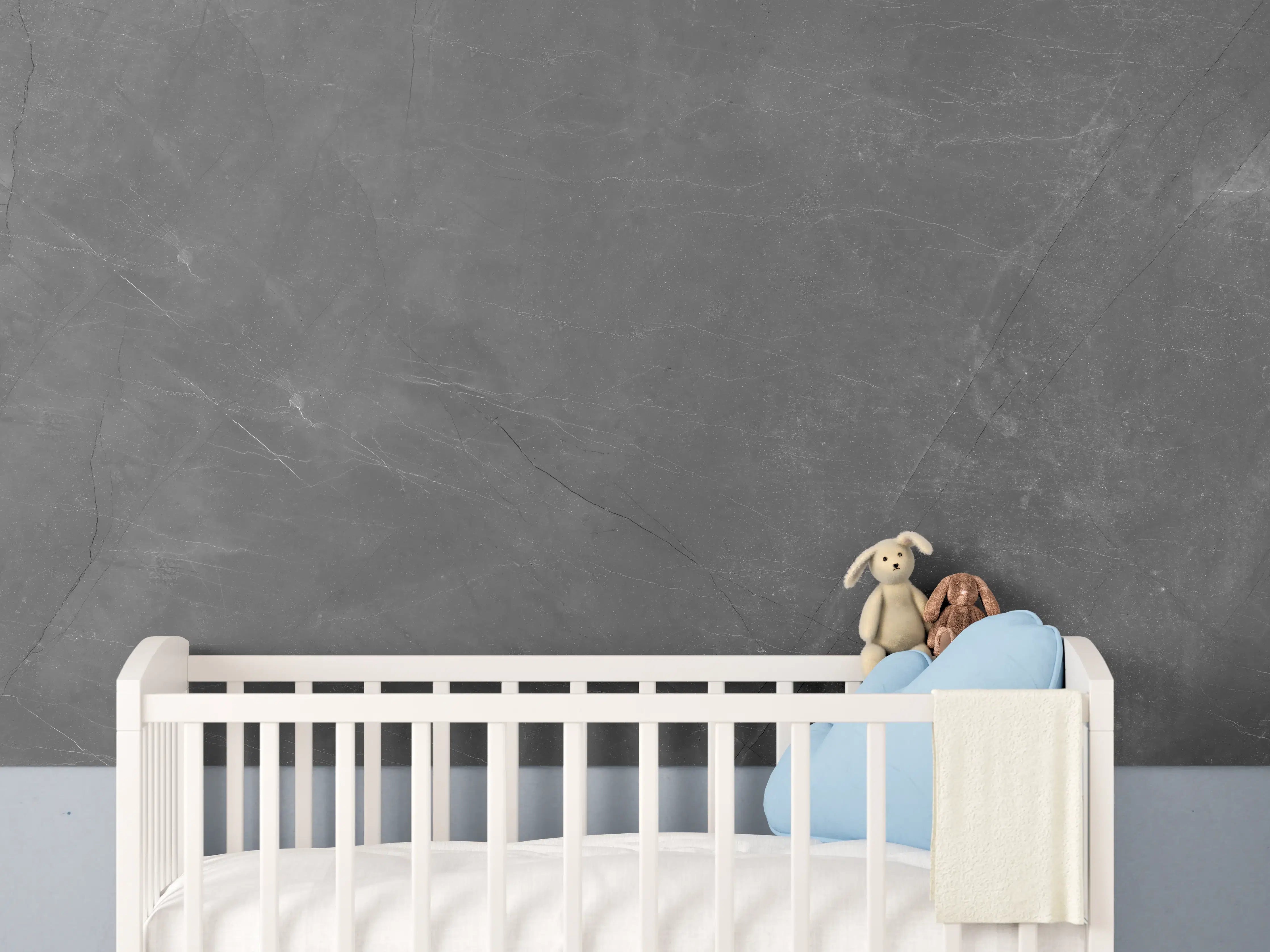 Babyzimmer Wandgestaltung - Graue Marmor Textur mit Adern