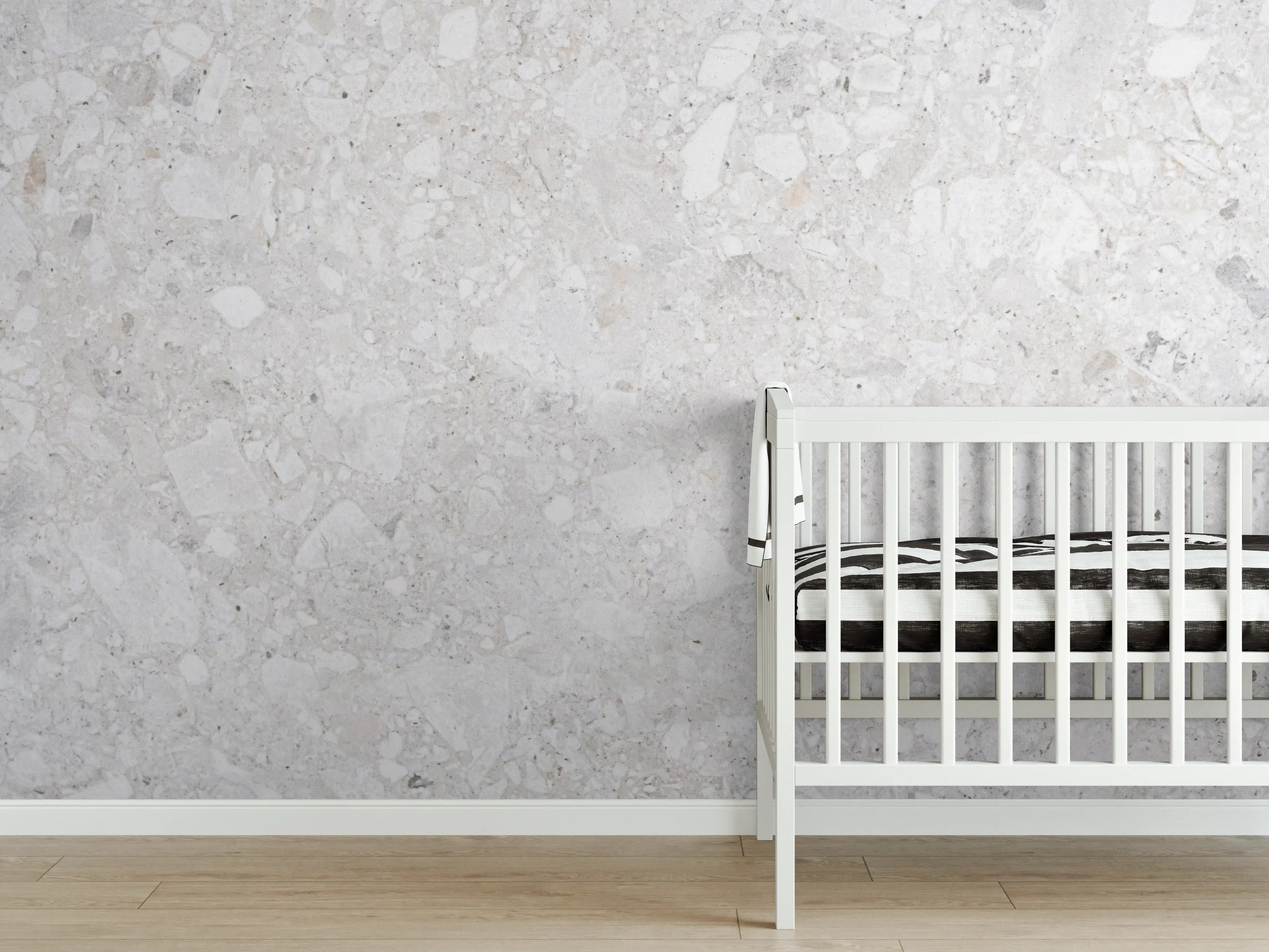 Babyzimmer Wandgestaltung - Graue Marmor-Textur, dezente Optik