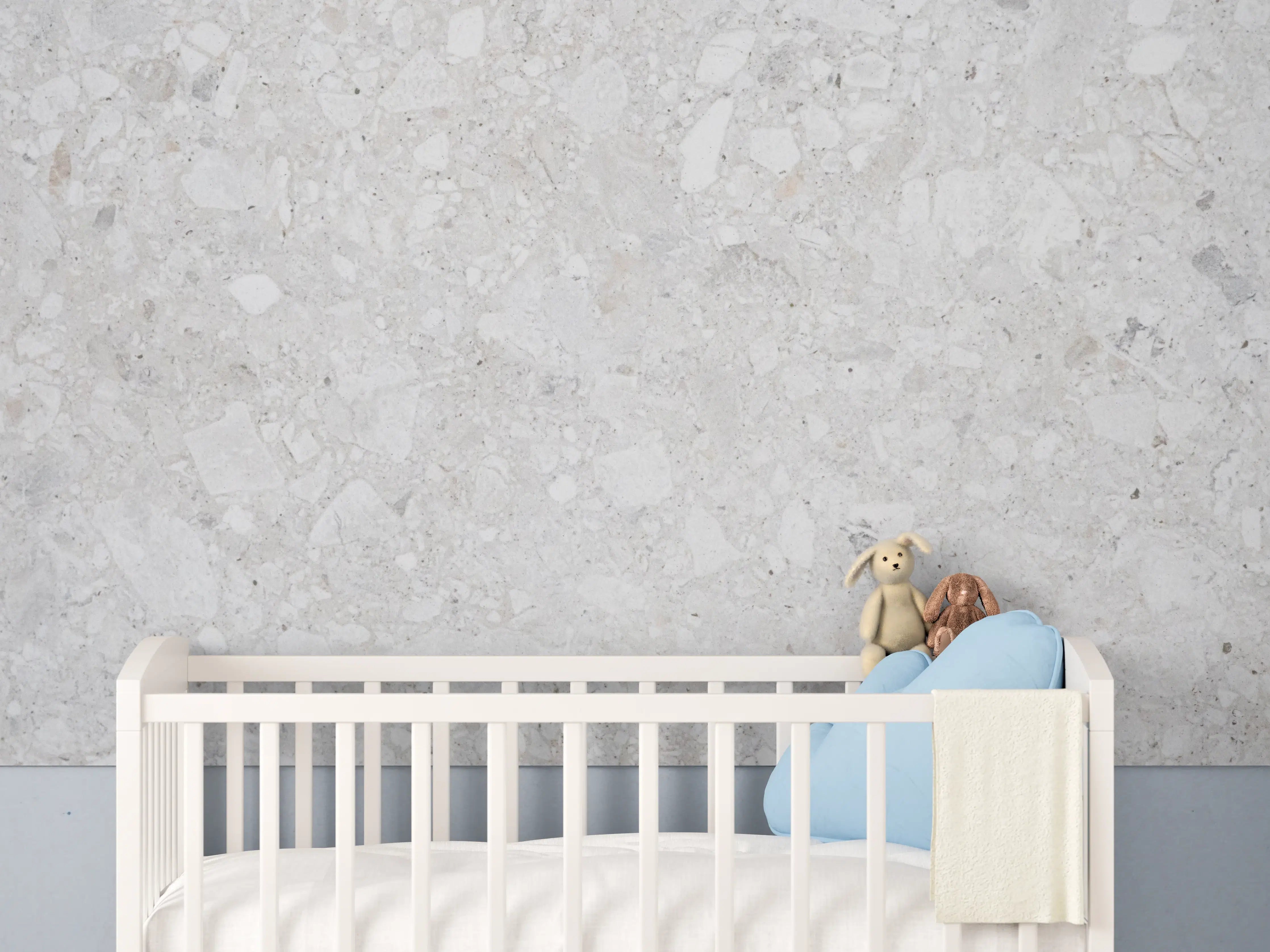 Babyzimmer Wandgestaltung - Graue Marmor-Textur, dezente Optik