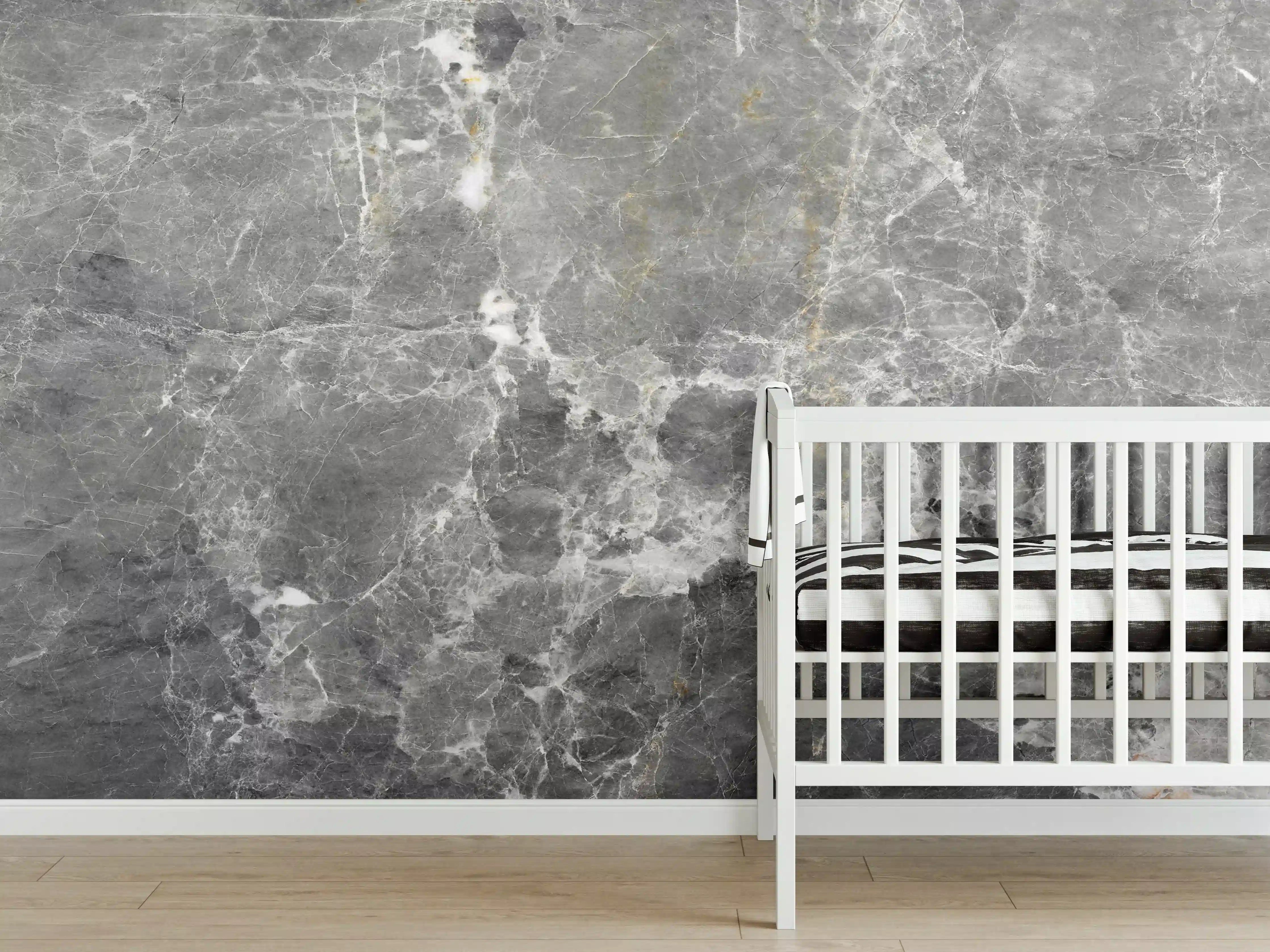 Babyzimmer Wandgestaltung - Graue Marmorstein Textur