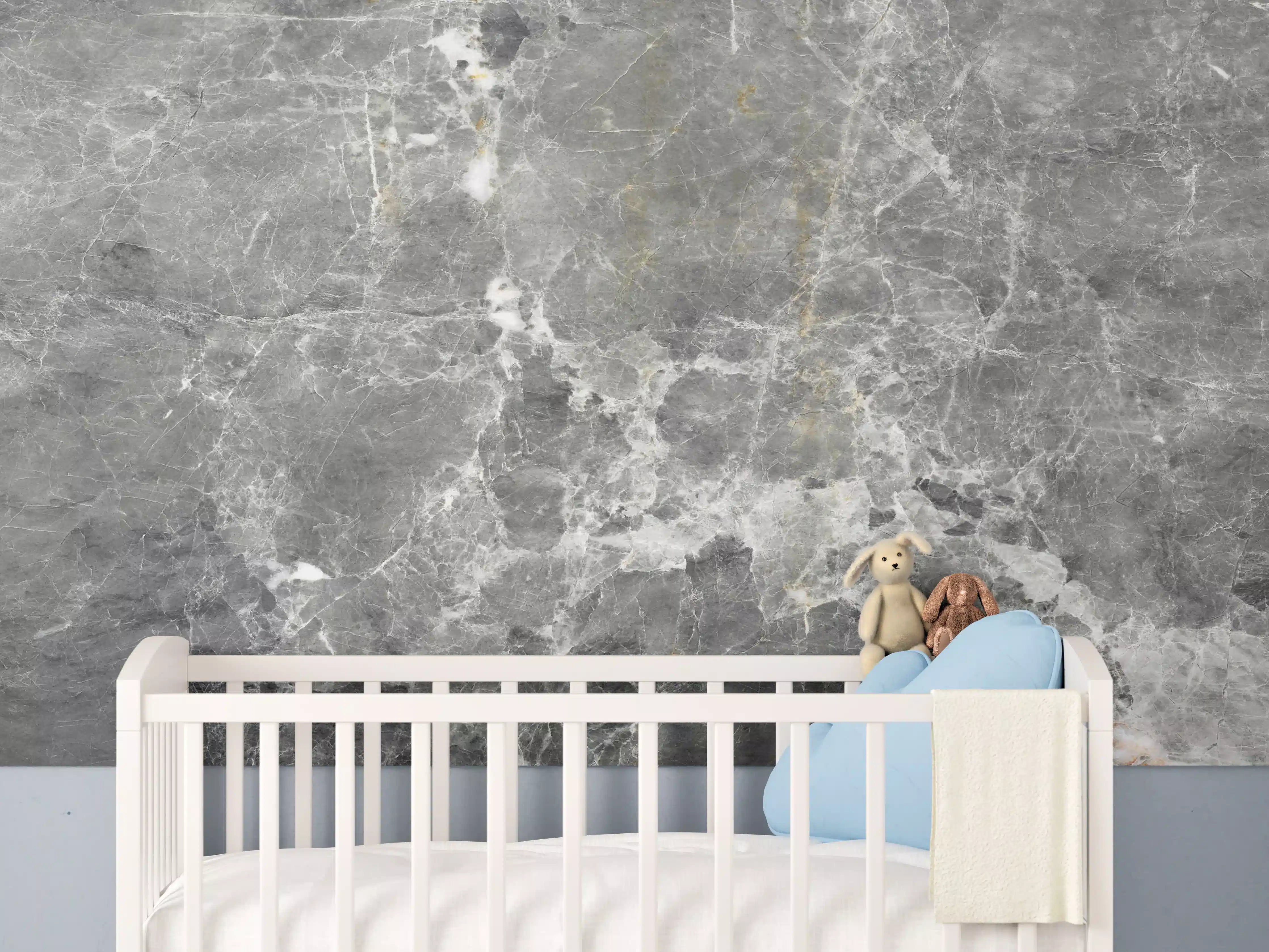 Babyzimmer Wandgestaltung - Graue Marmorstein Textur