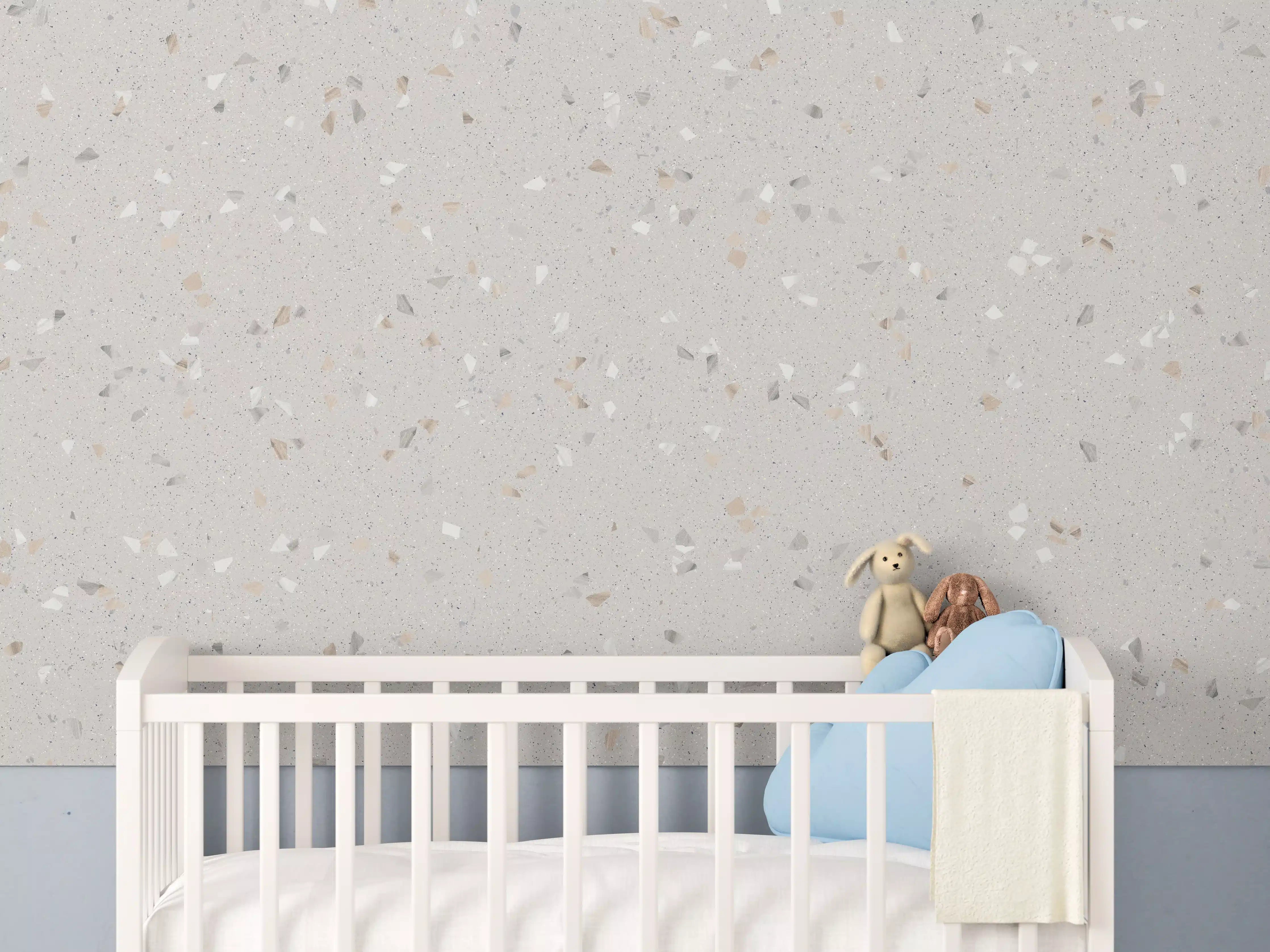 Babyzimmer Wandgestaltung - Graue Mosaiksteine 