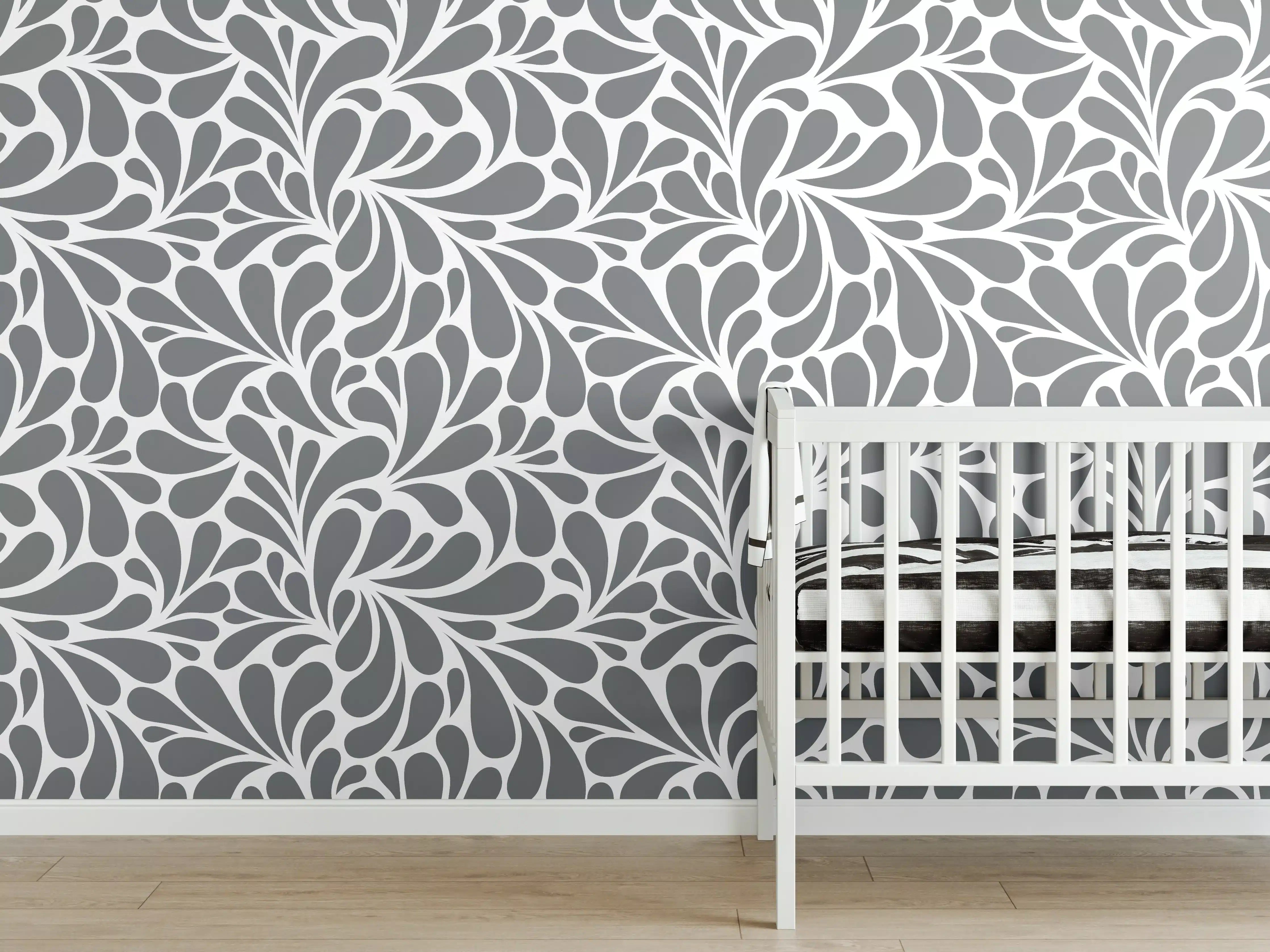 Babyzimmer Wandgestaltung - Graue Muster-Optik