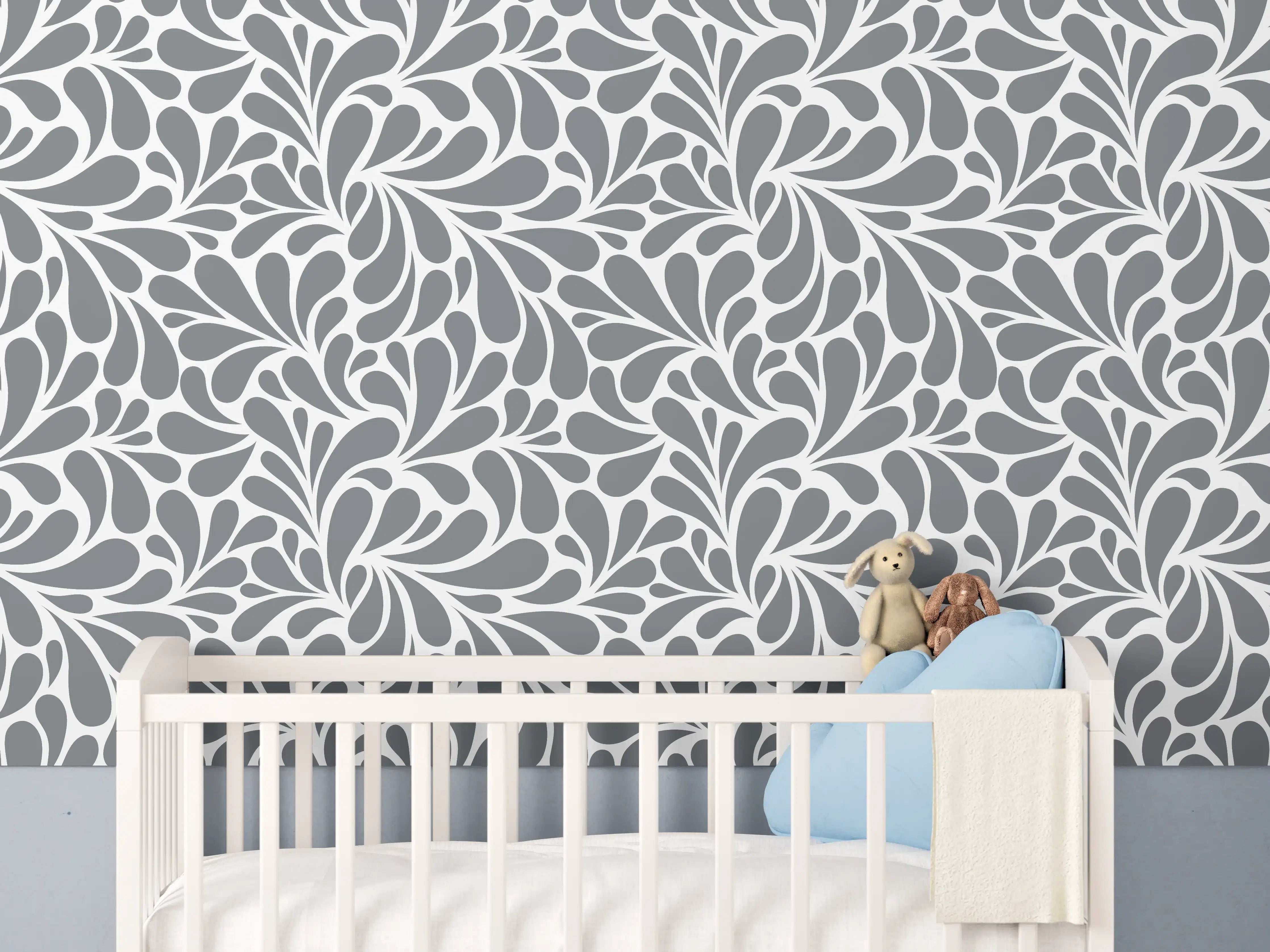 Babyzimmer Wandgestaltung - Graue Muster-Optik