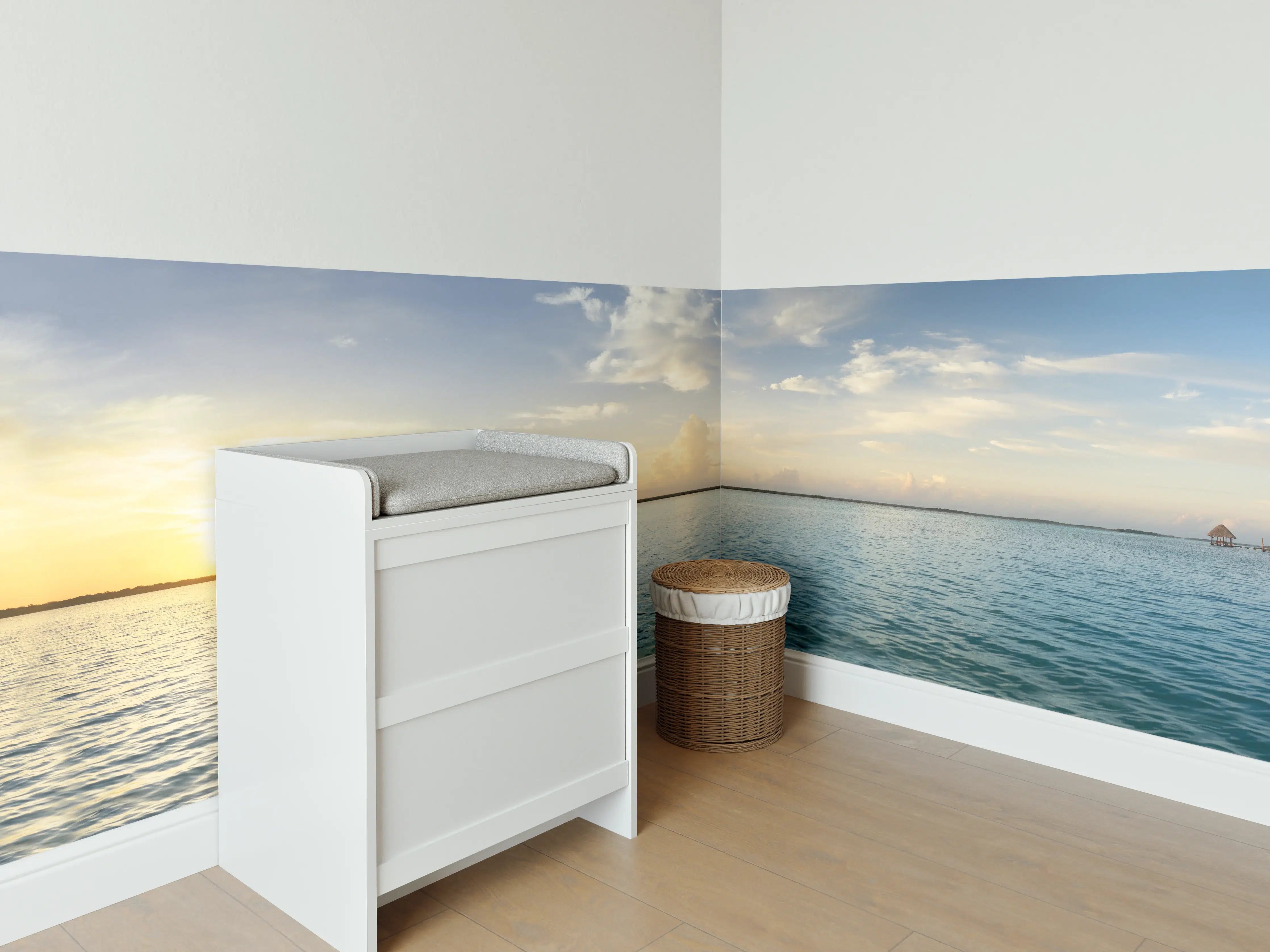 Babyzimmer Wandgestaltung - Graue Schatten im Abendmeer