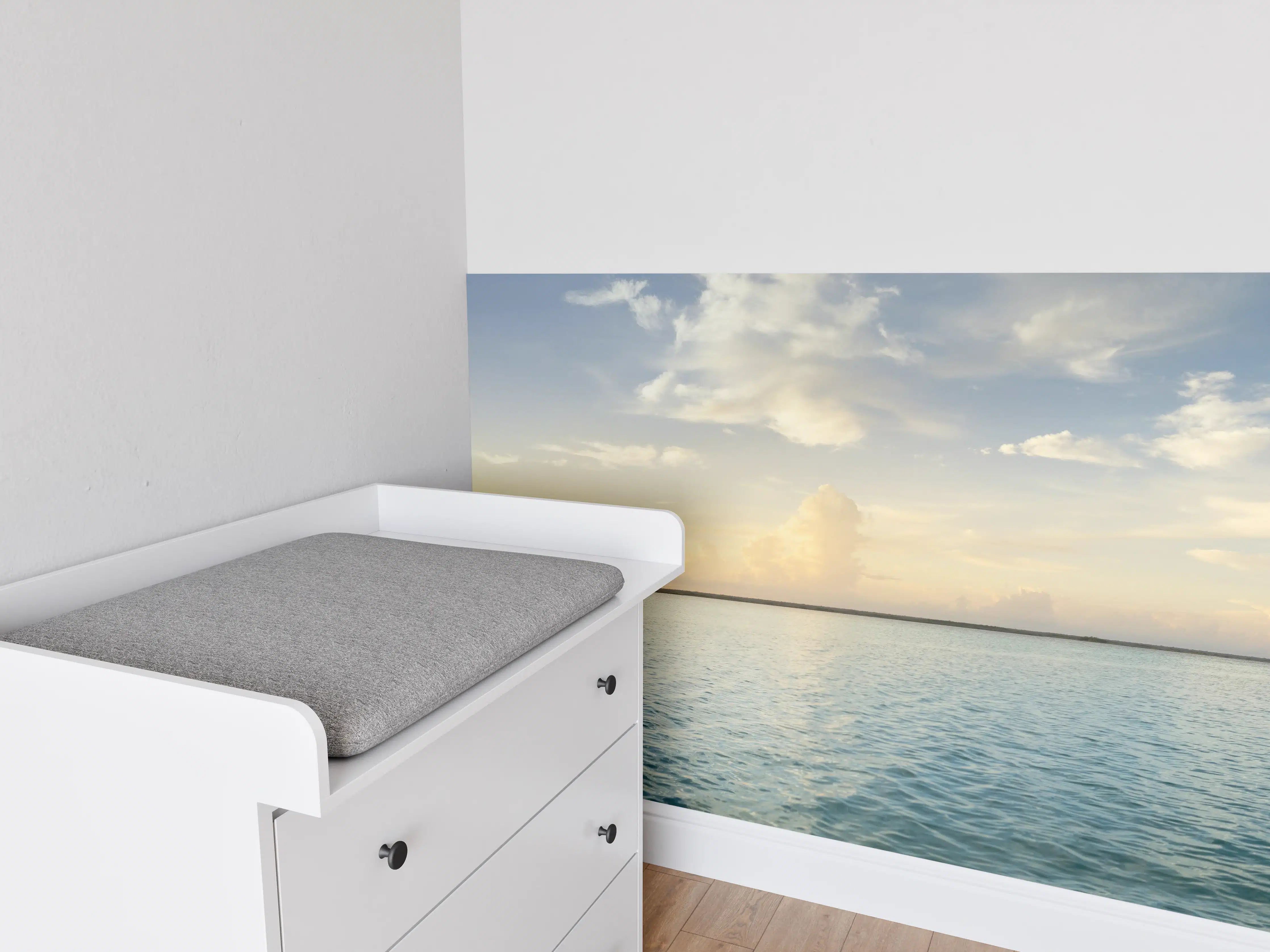 Babyzimmer Wandgestaltung - Graue Schatten im Abendmeer