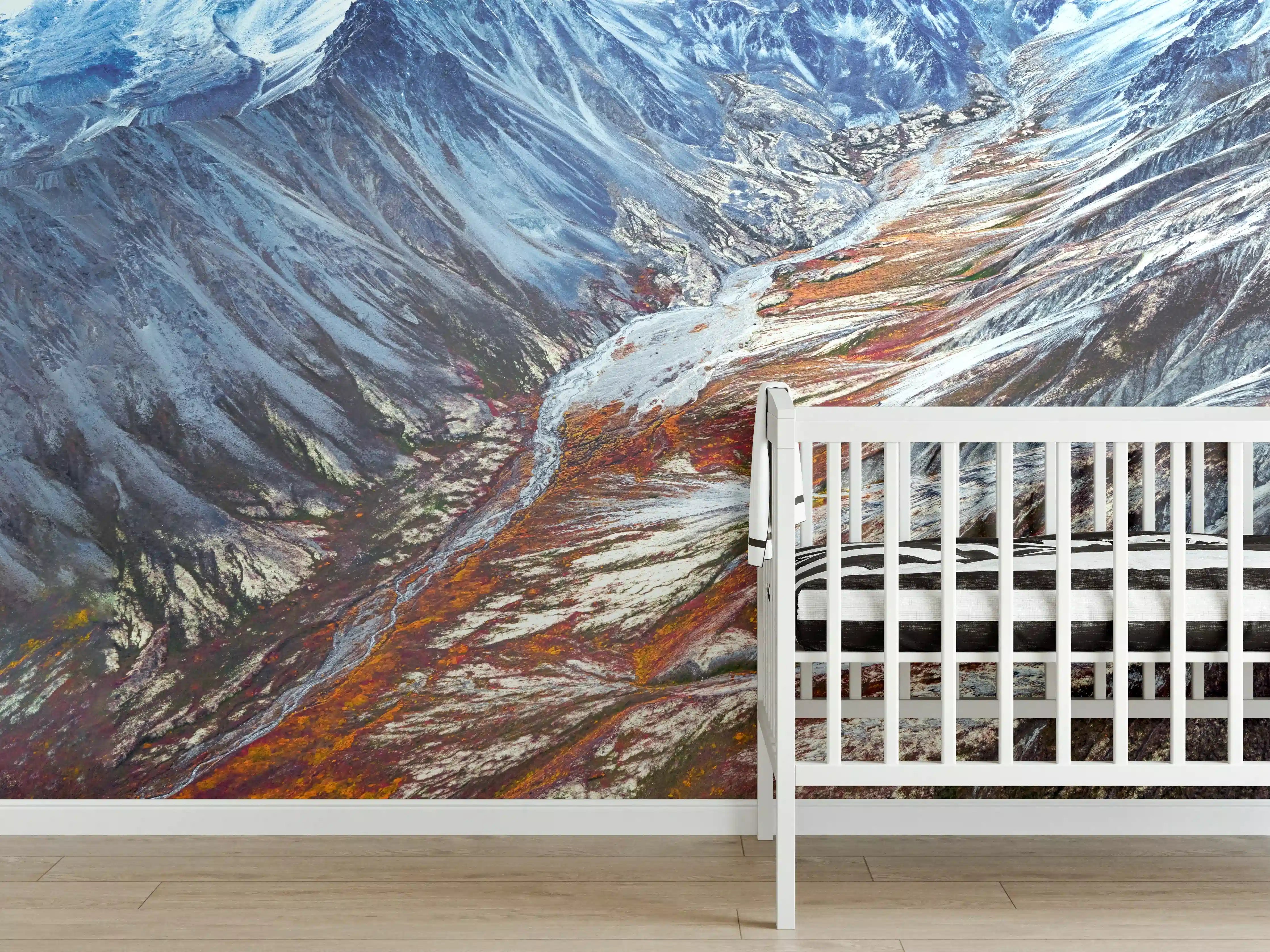 Babyzimmer Wandgestaltung - Graue Schneegipfelpracht