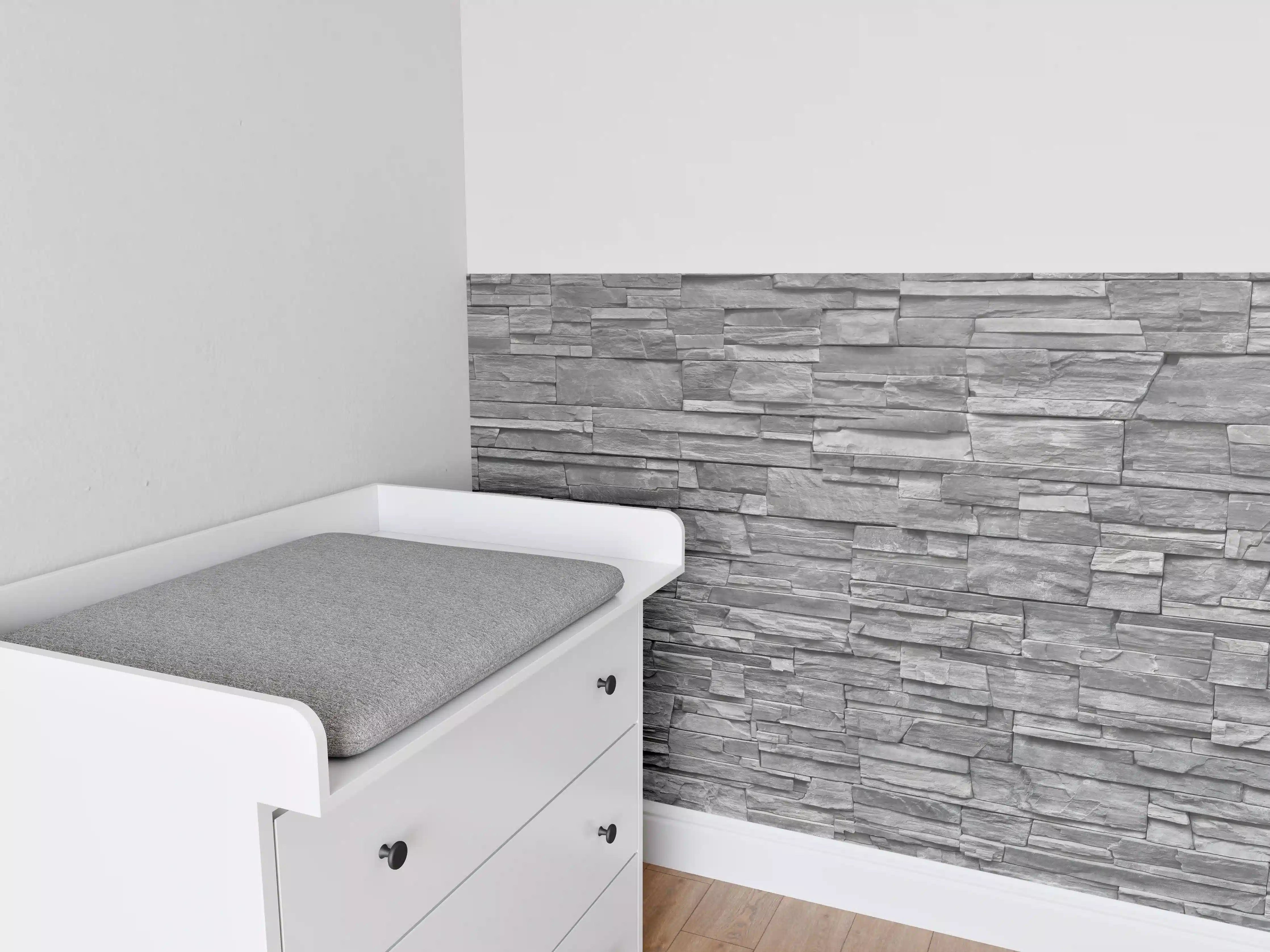Babyzimmer Wandgestaltung - Graue Steinwand