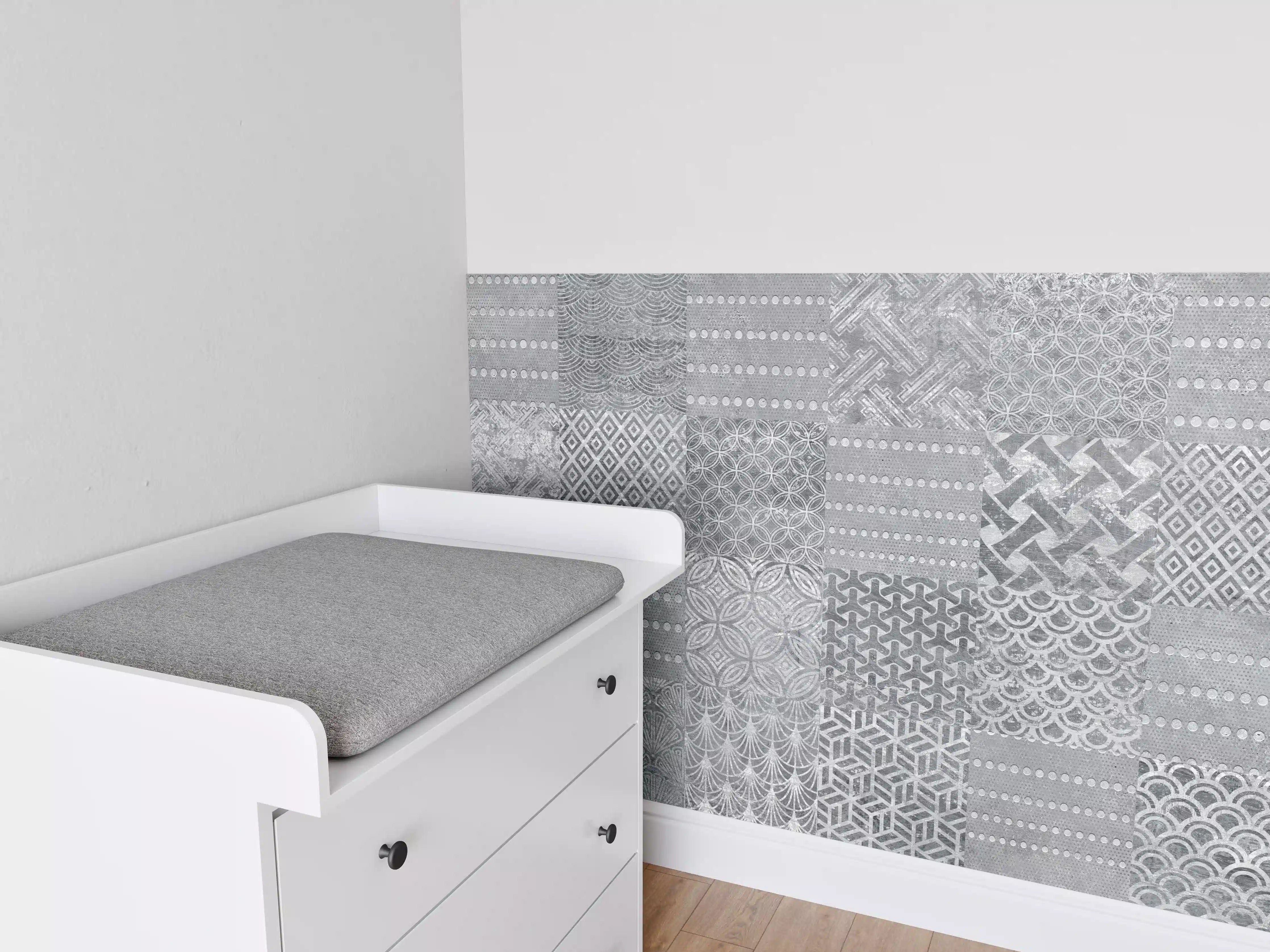 Babyzimmer Wandgestaltung - Graue Vintage Fliesenmuster