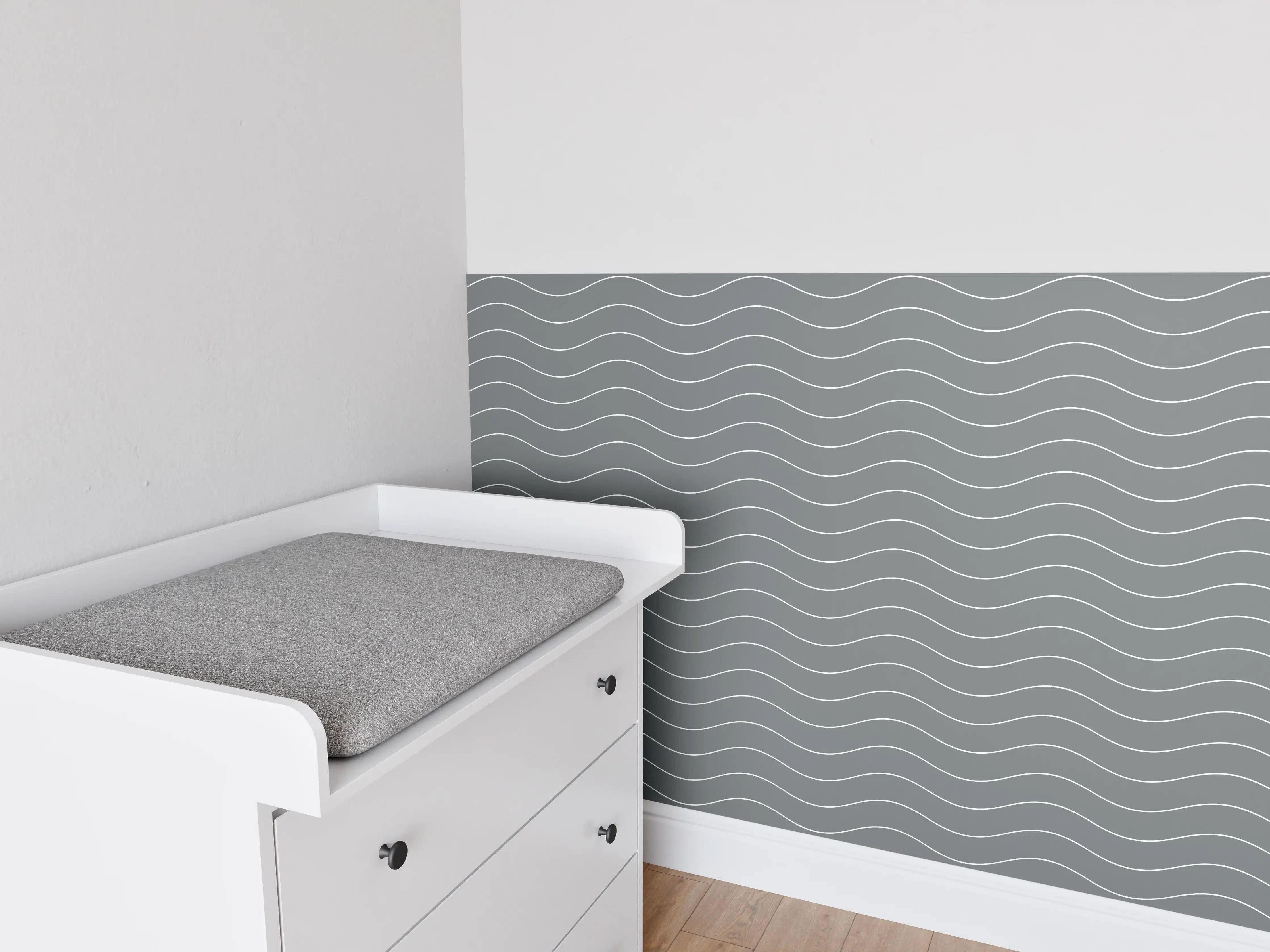 Babyzimmer Wandgestaltung - Graue Wasseroberfläche mit Wellenmuster