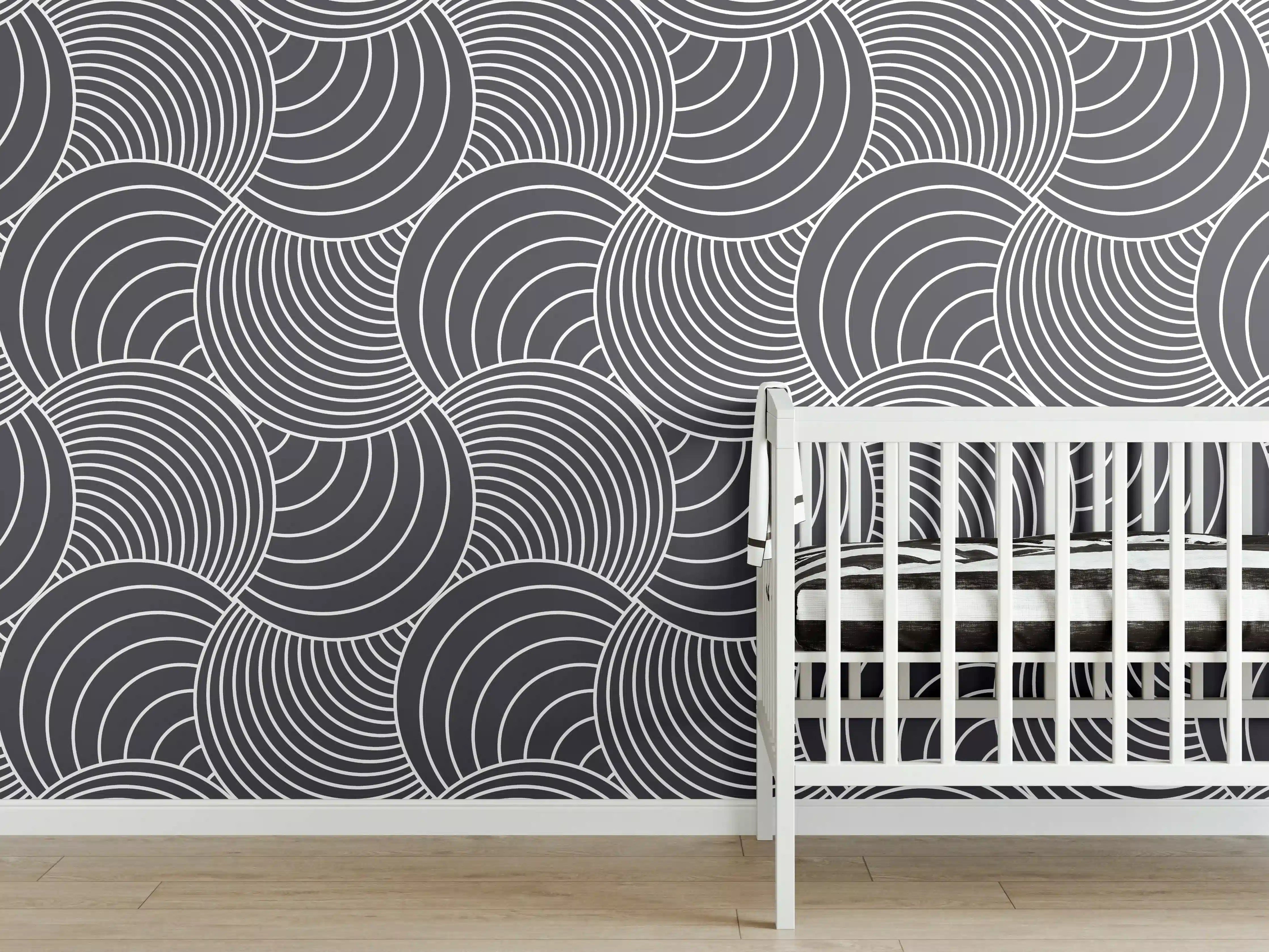 Babyzimmer Wandgestaltung - Graue Wellen-Optik