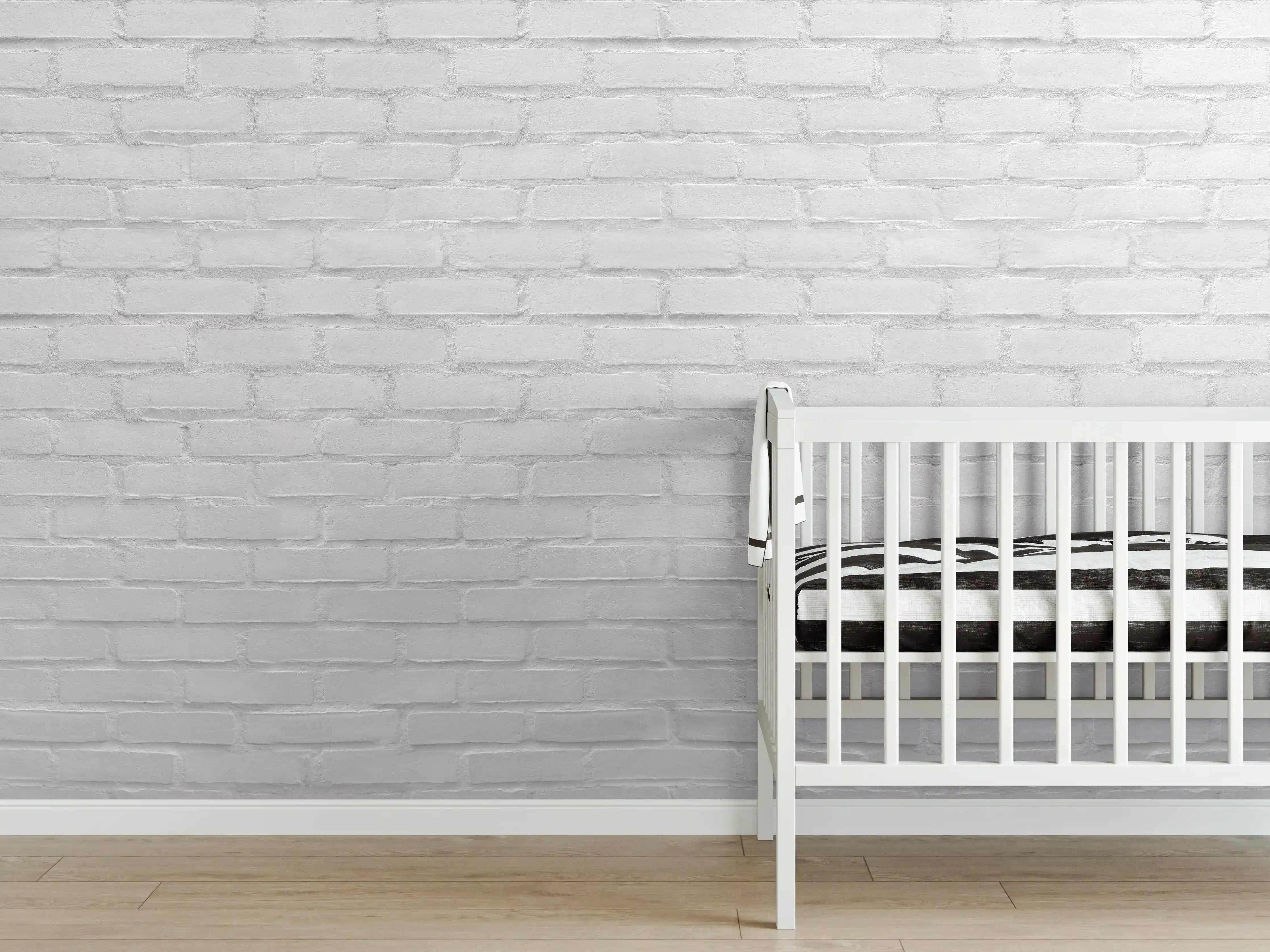 Babyzimmer Wandgestaltung - Graue Ziegelstruktur mit sanfter Textur