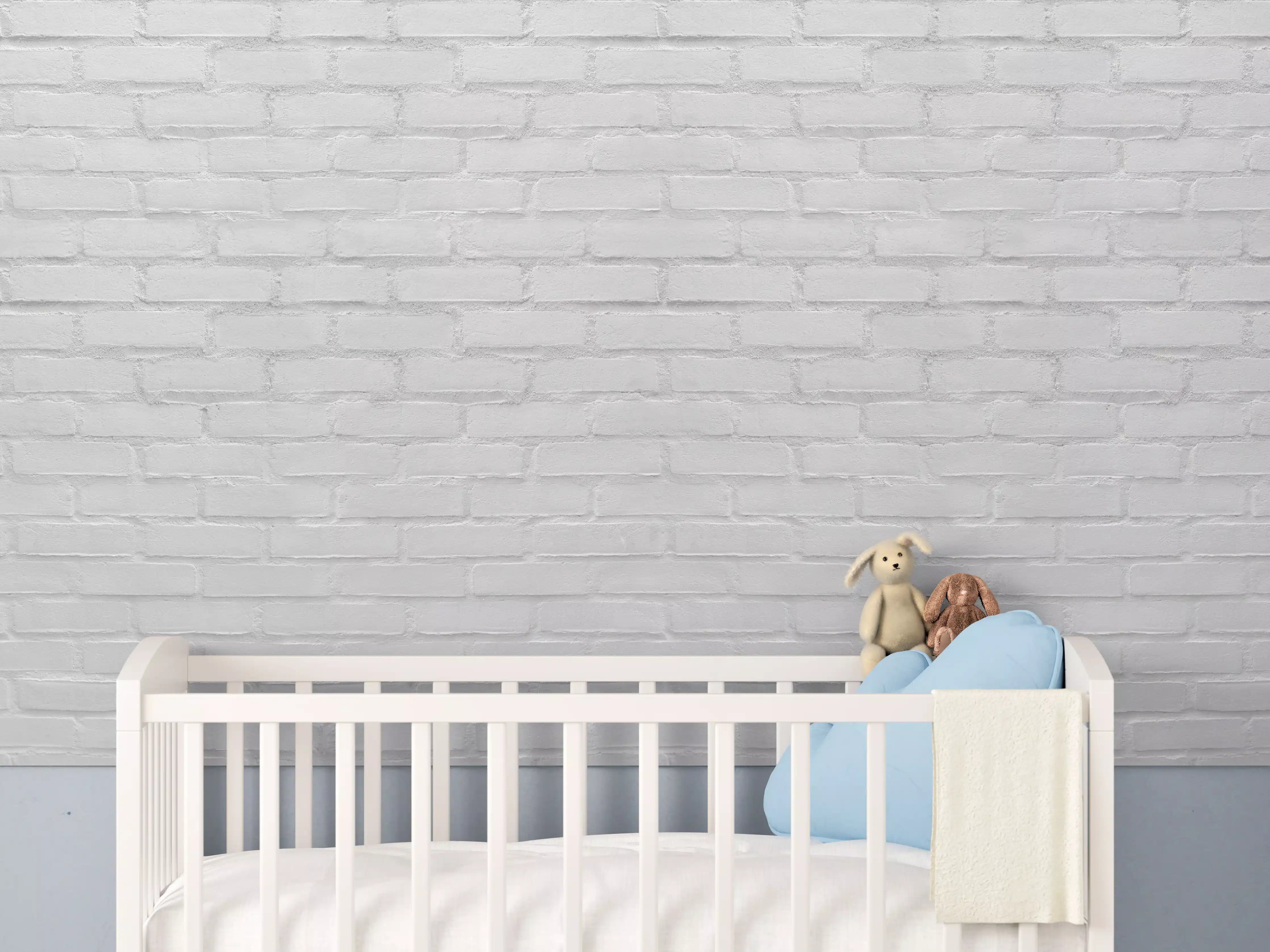 Babyzimmer Wandgestaltung - Graue Ziegelstruktur mit sanfter Textur