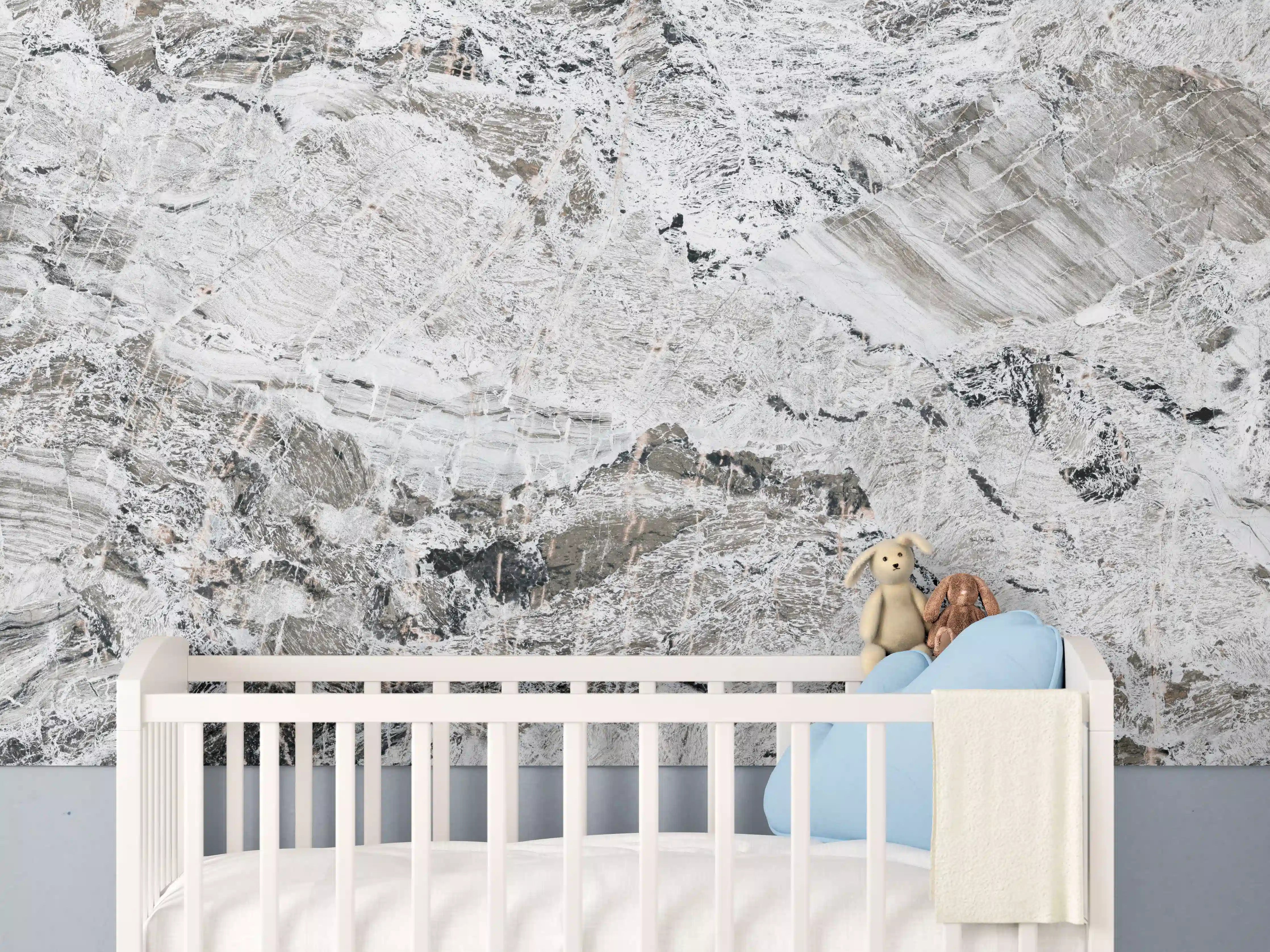 Babyzimmer Wandgestaltung - Graue abstrakte Marmor Stein Textur