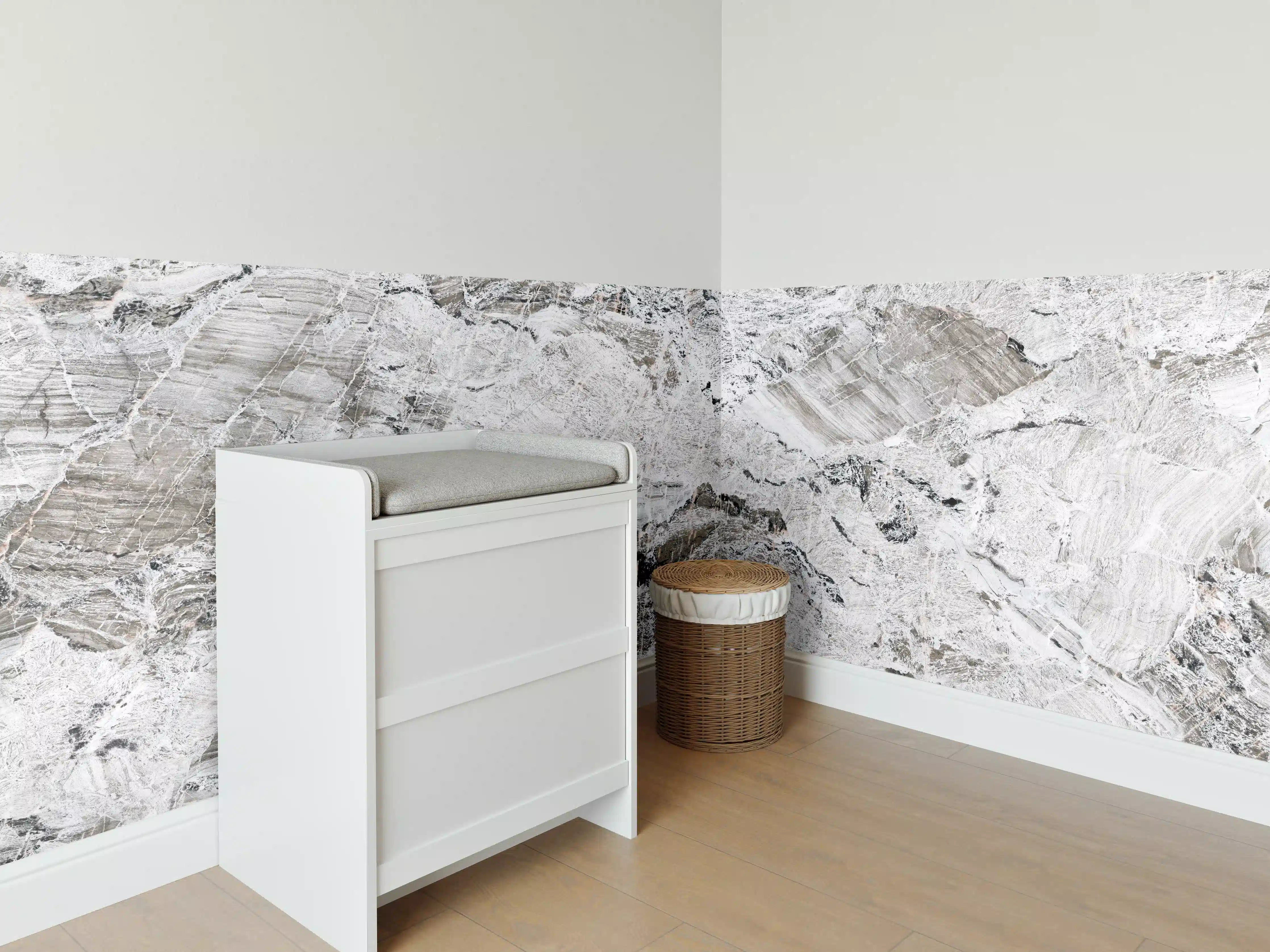 Babyzimmer Wandgestaltung - Graue abstrakte Marmor Stein Textur