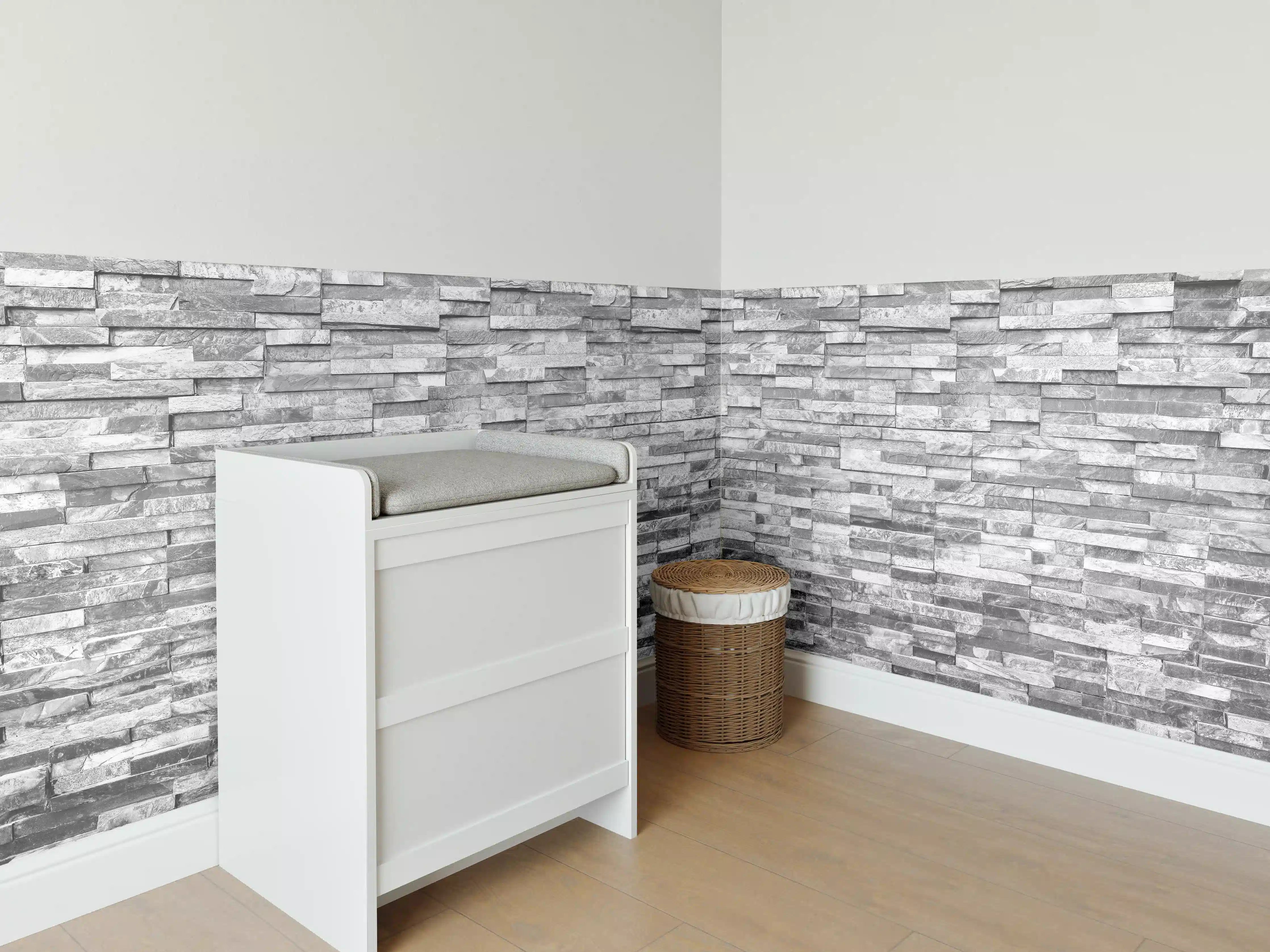 Babyzimmer Wandgestaltung - Graue moderne Ziegelwand