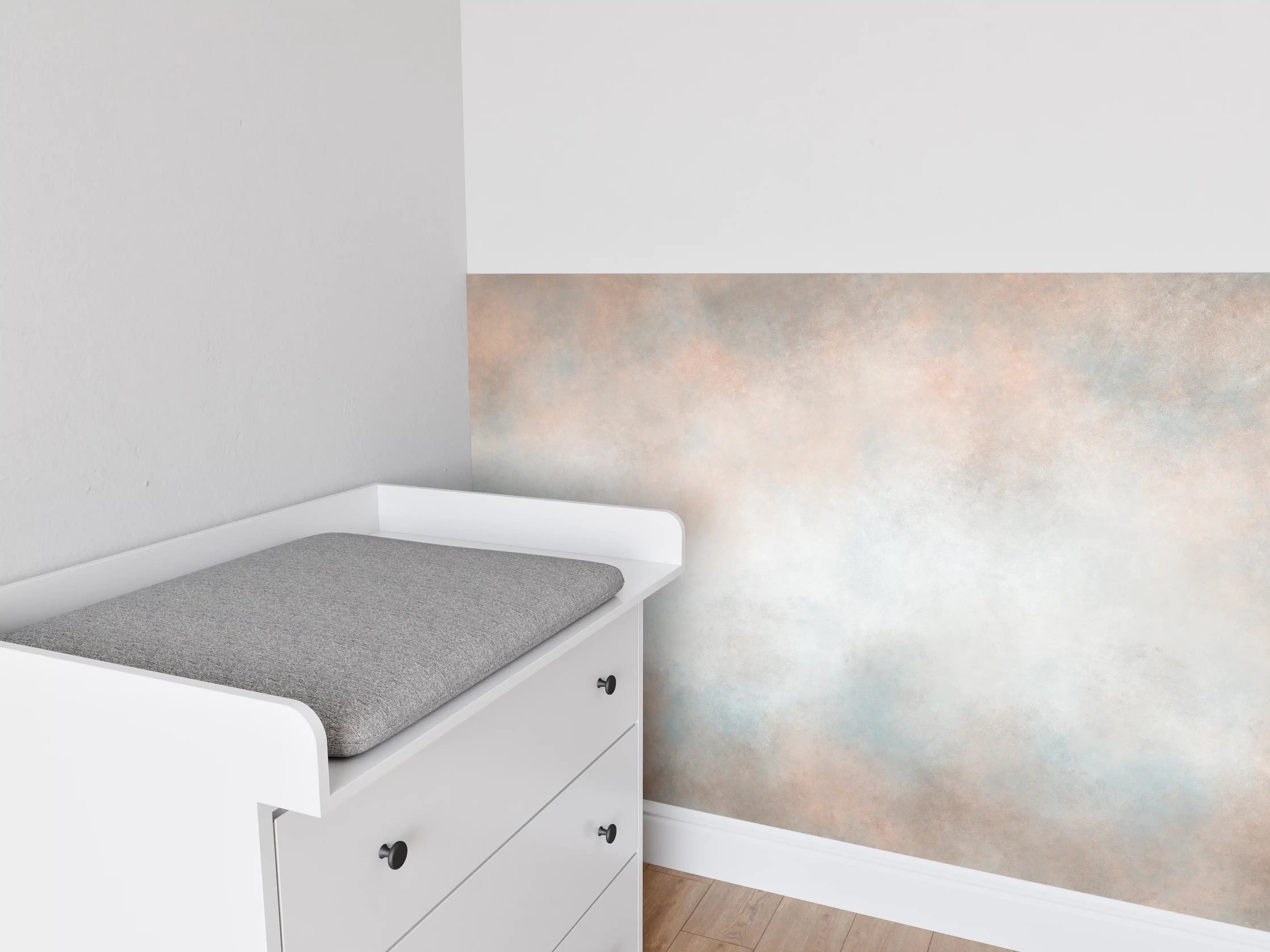 Babyzimmer Wandgestaltung - Graue und beige Wandtextur mit sanftem Farbverlauf