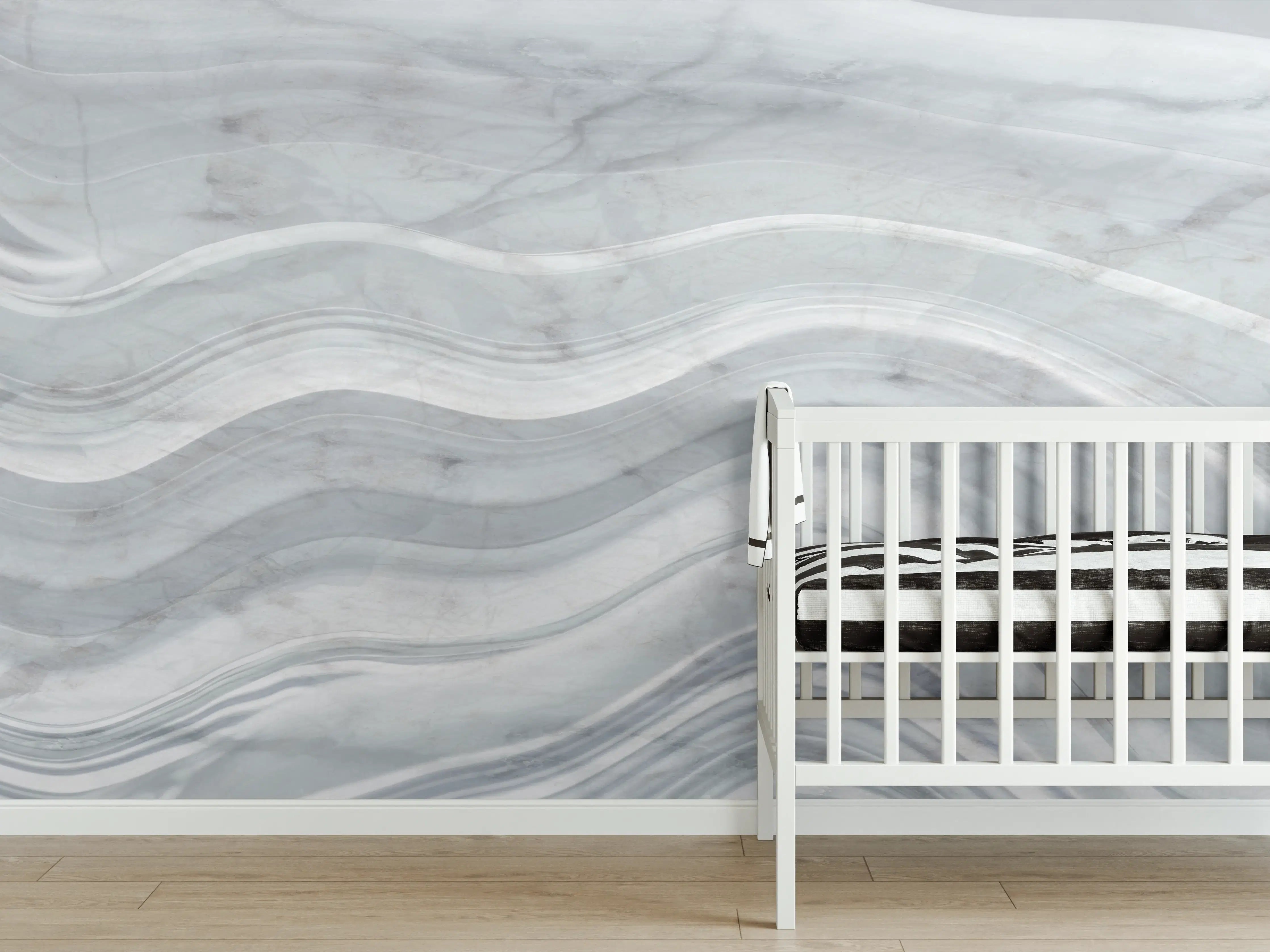 Babyzimmer Wandgestaltung - Graue wellenförmige Marmor Textur