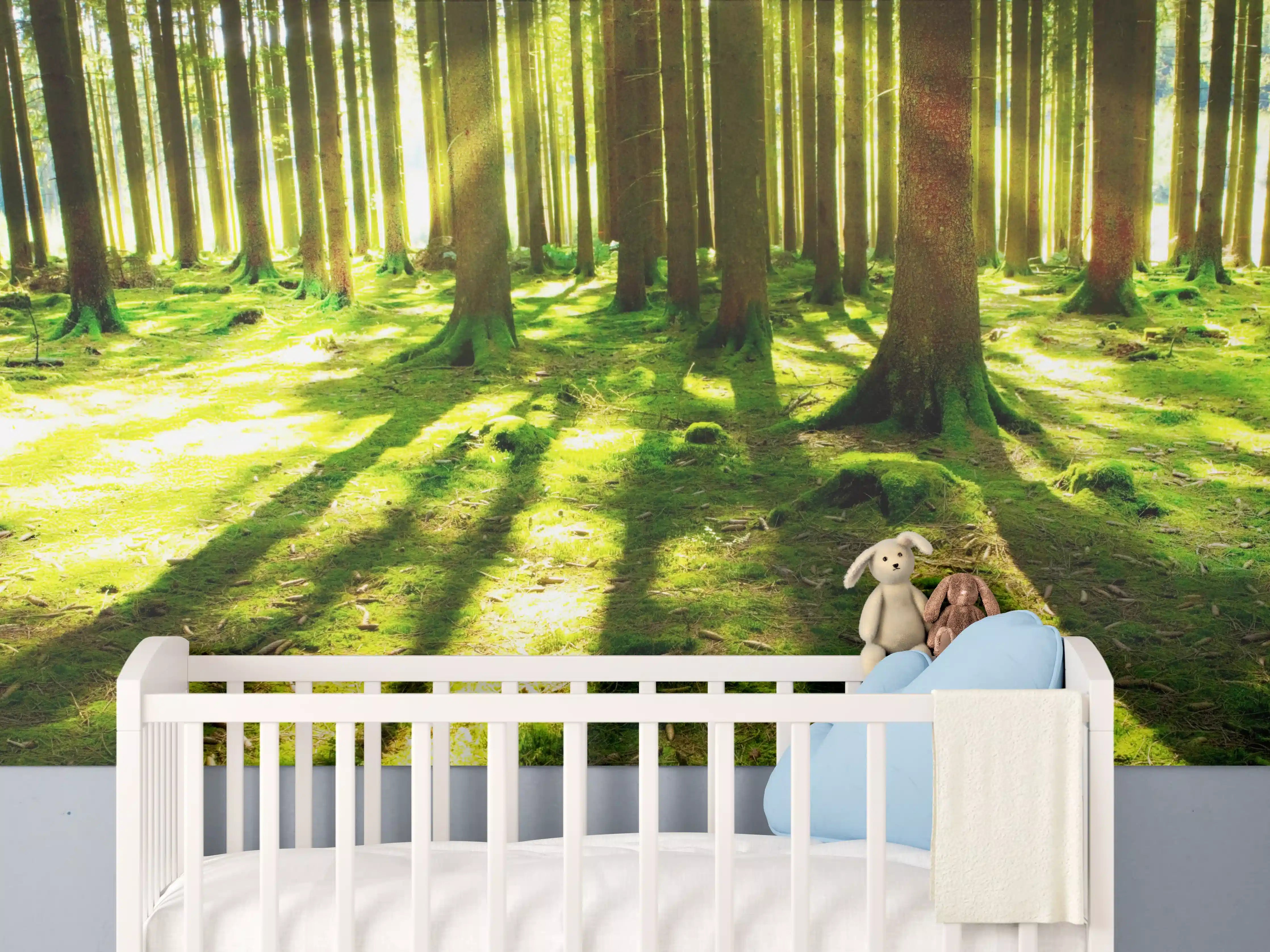 Babyzimmer Wandgestaltung - Grauer Hauch im Walddämmerlicht