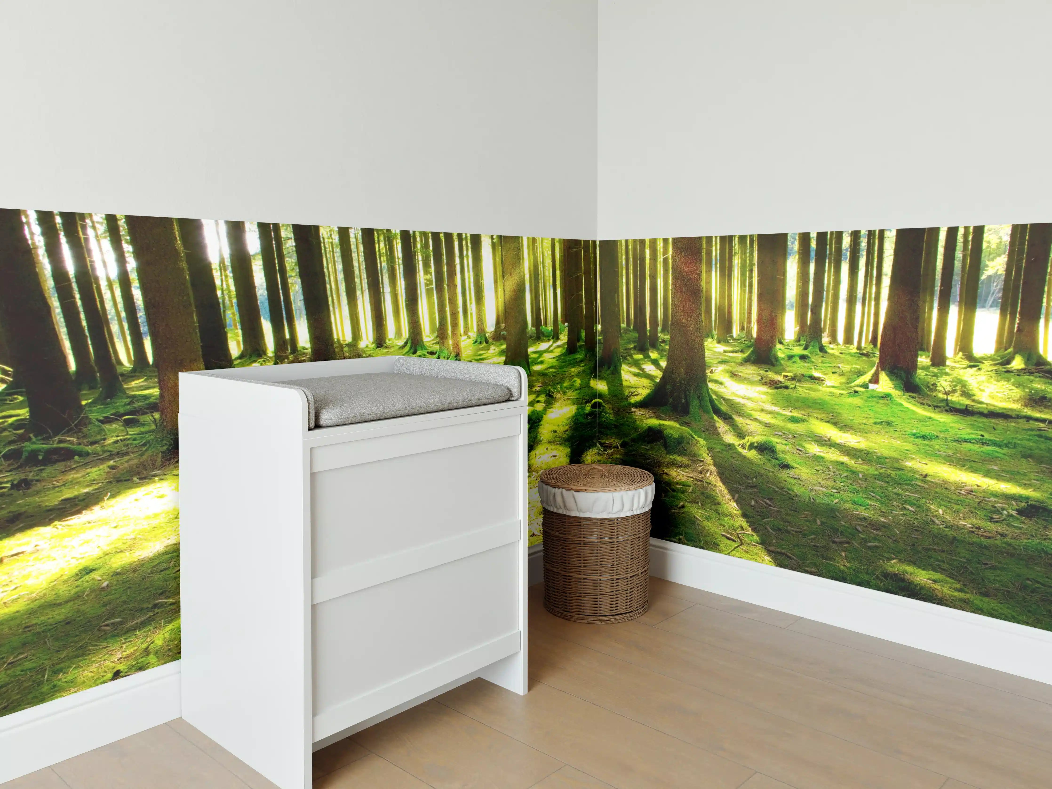 Babyzimmer Wandgestaltung - Grauer Hauch im Walddämmerlicht