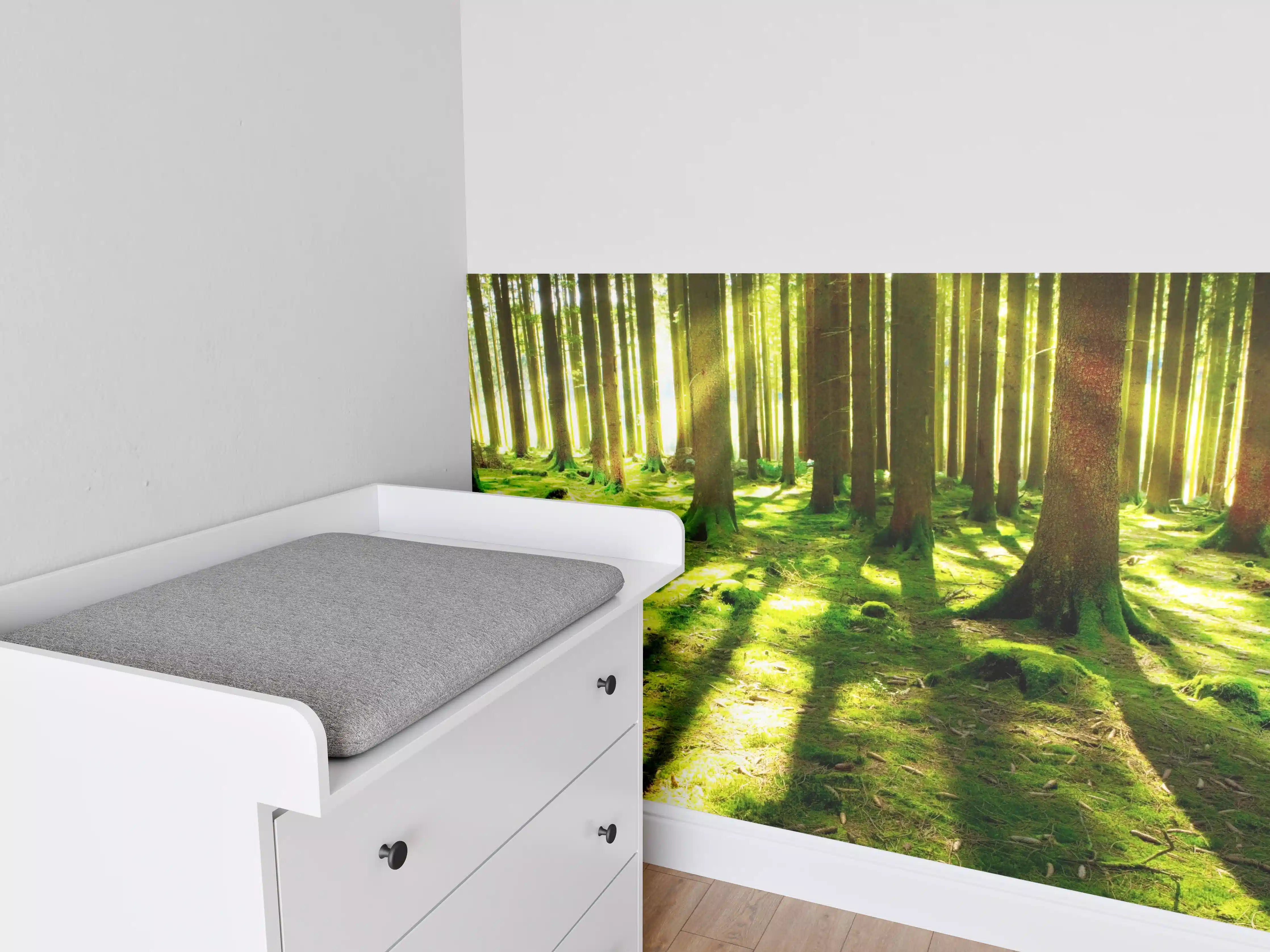 Babyzimmer Wandgestaltung - Grauer Hauch im Walddämmerlicht