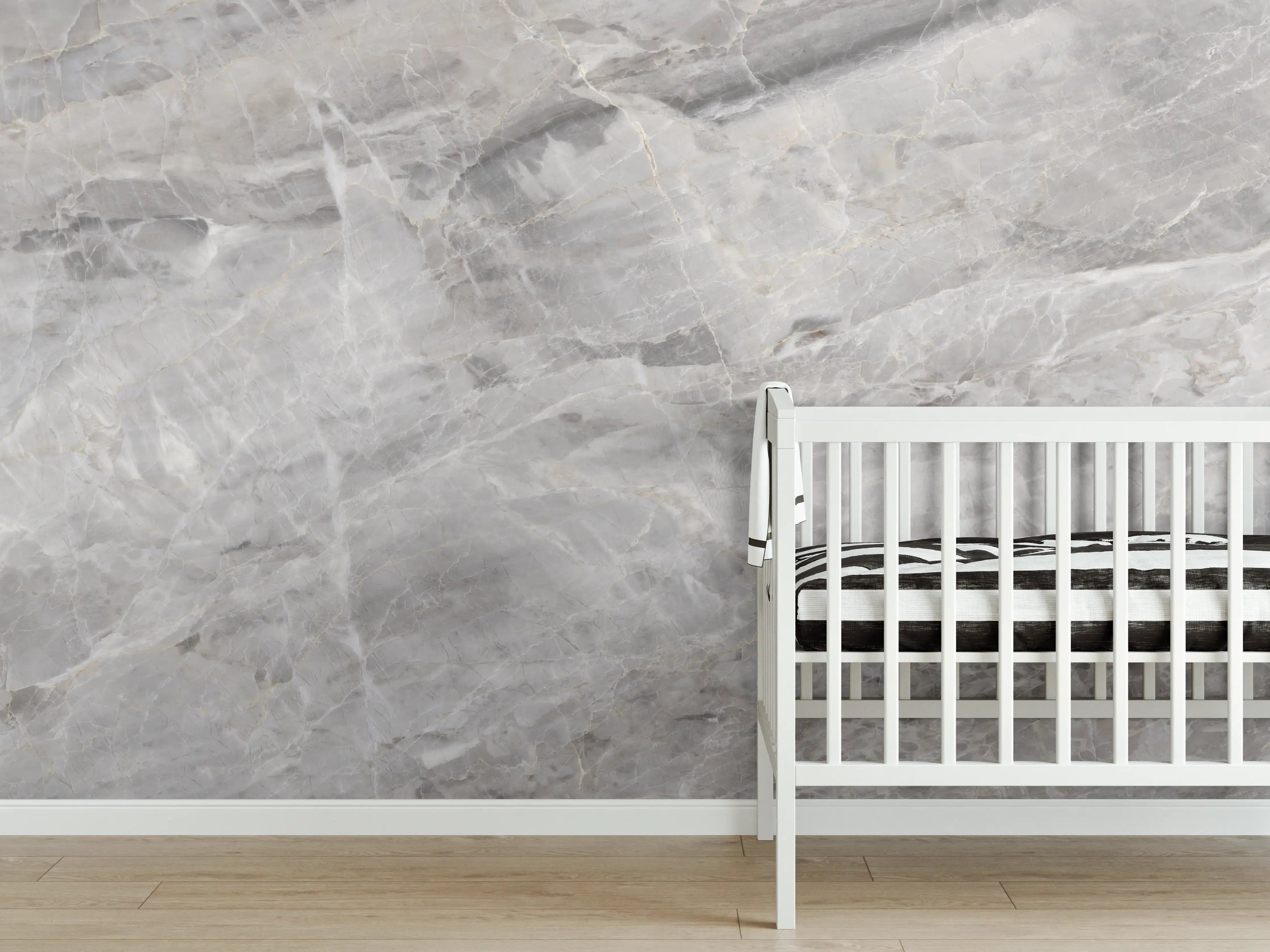 Babyzimmer Wandgestaltung - Grauer Marmor - Granit