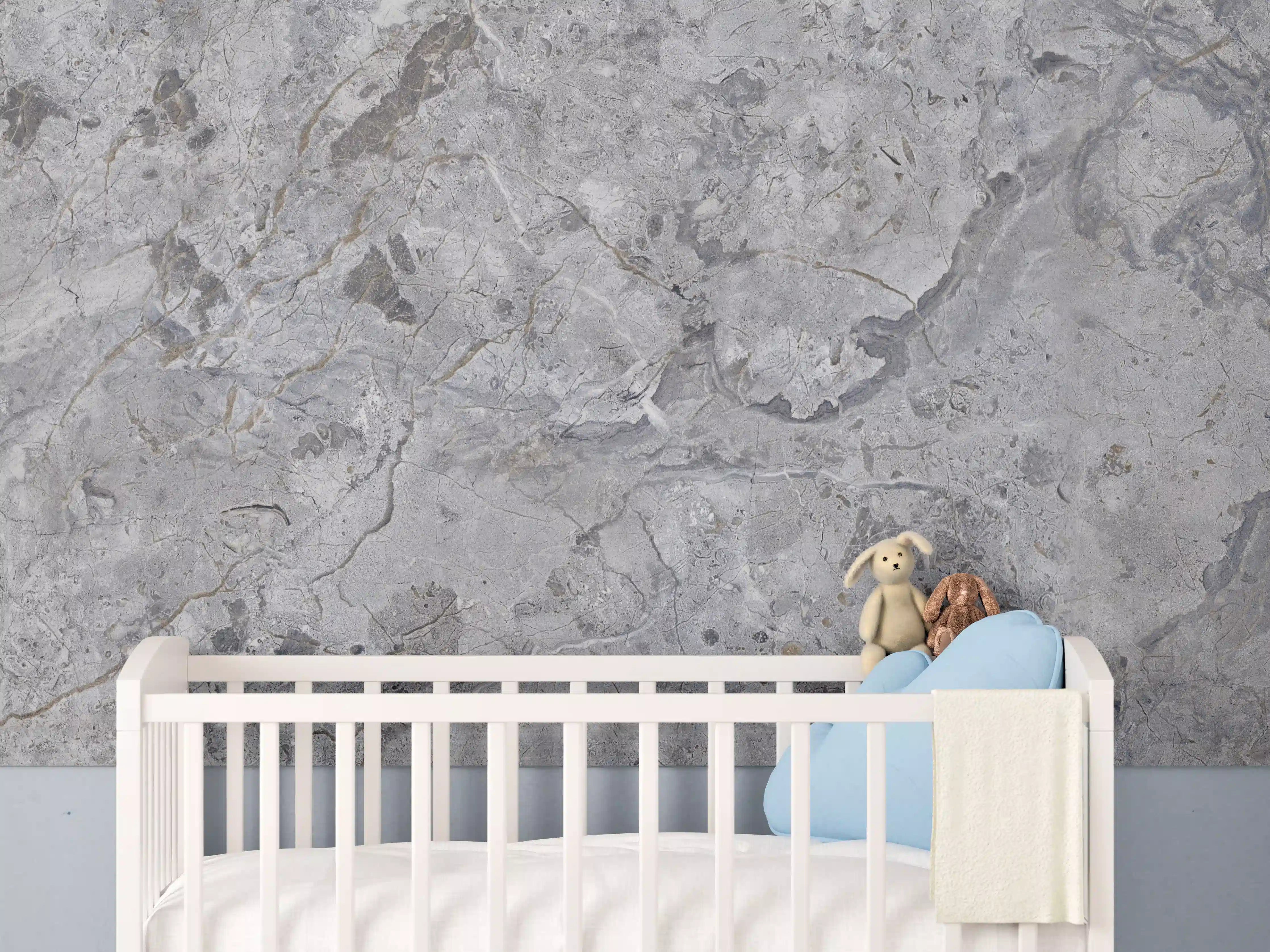 Babyzimmer Wandgestaltung - Grauer Marmor