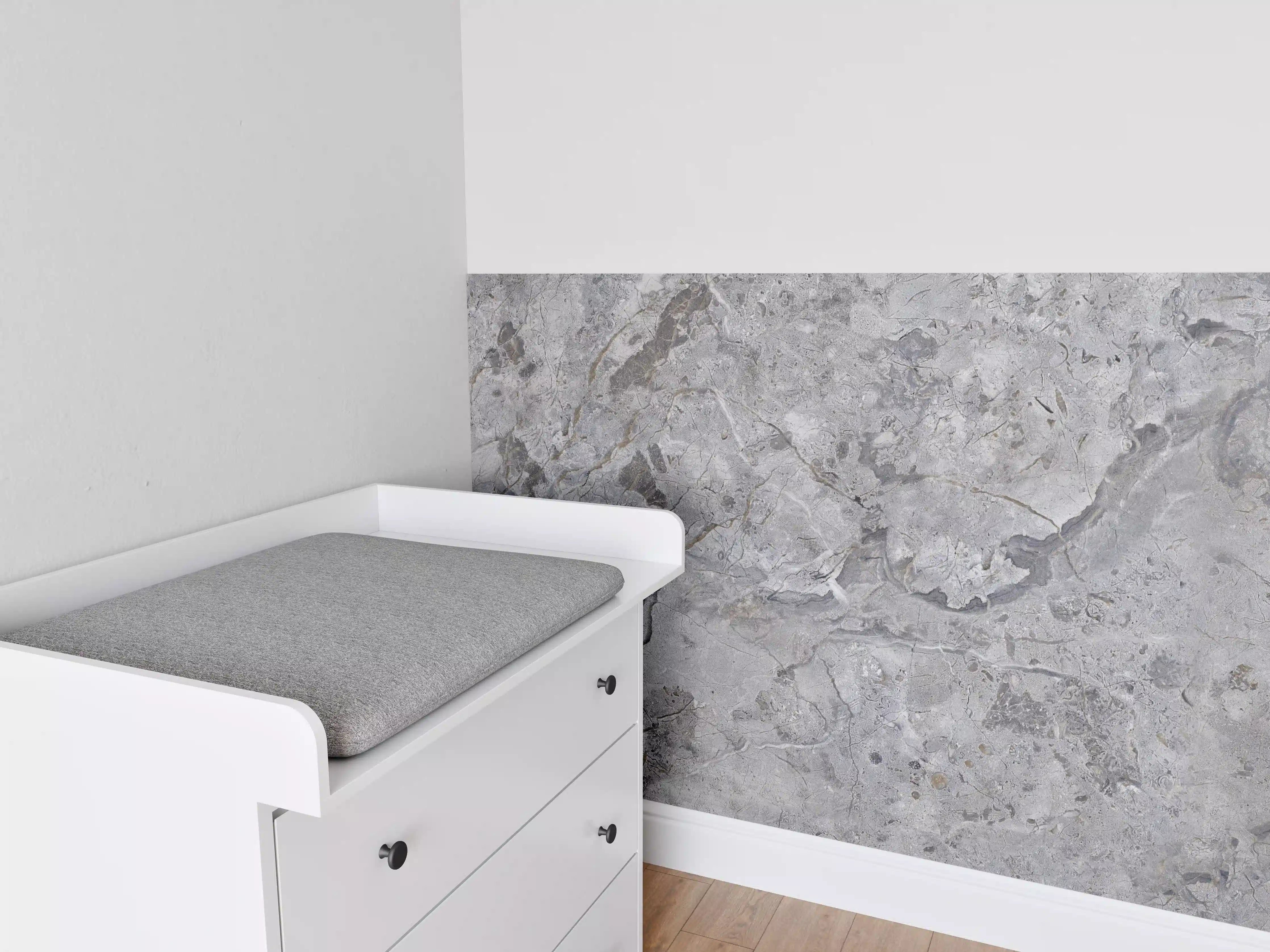 Babyzimmer Wandgestaltung - Grauer Marmor
