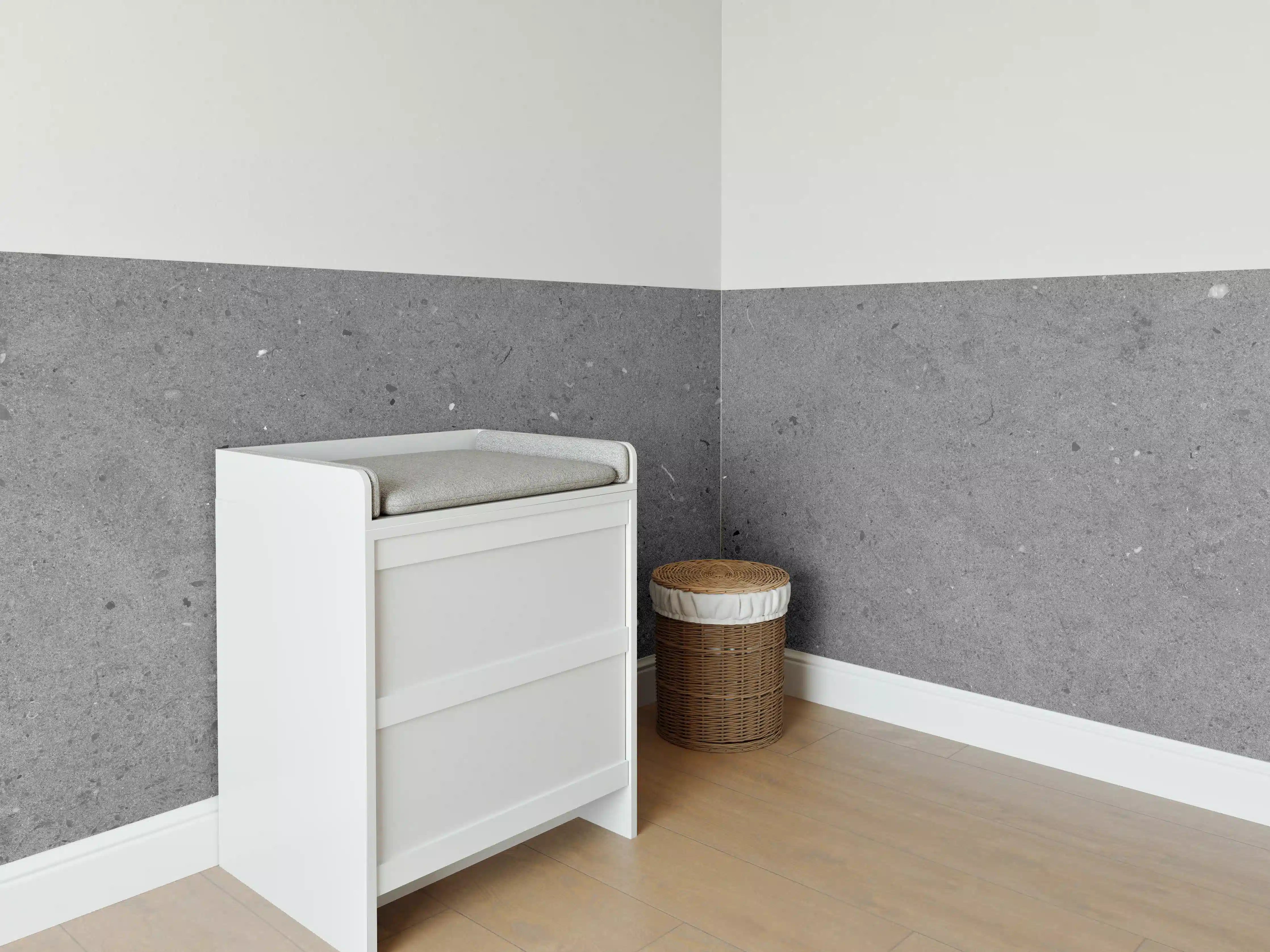 Babyzimmer Wandgestaltung - Grauer Marmor im Asphaltdesign