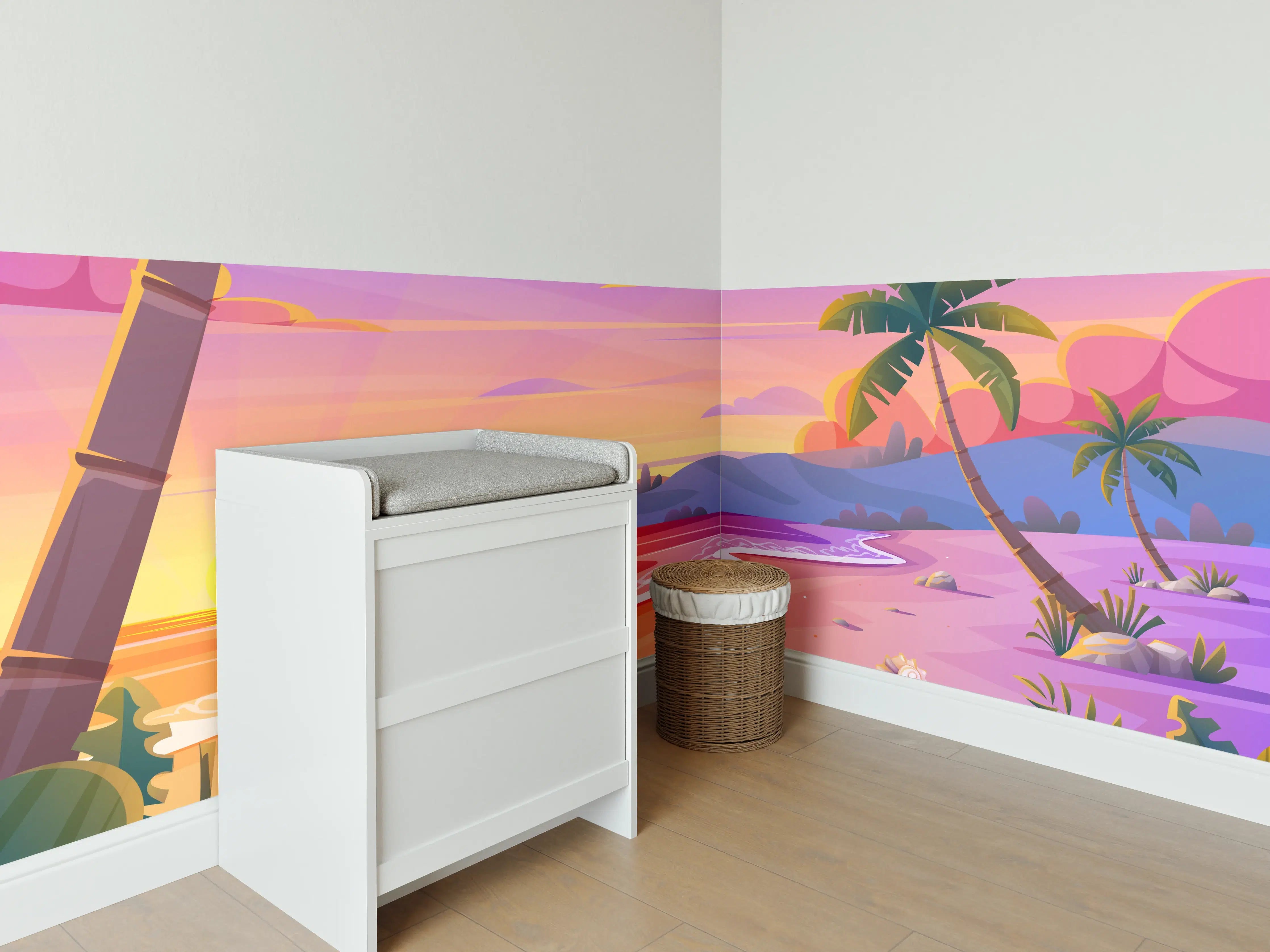 Babyzimmer Wandgestaltung - Grauer Sonnenuntergang am Strand