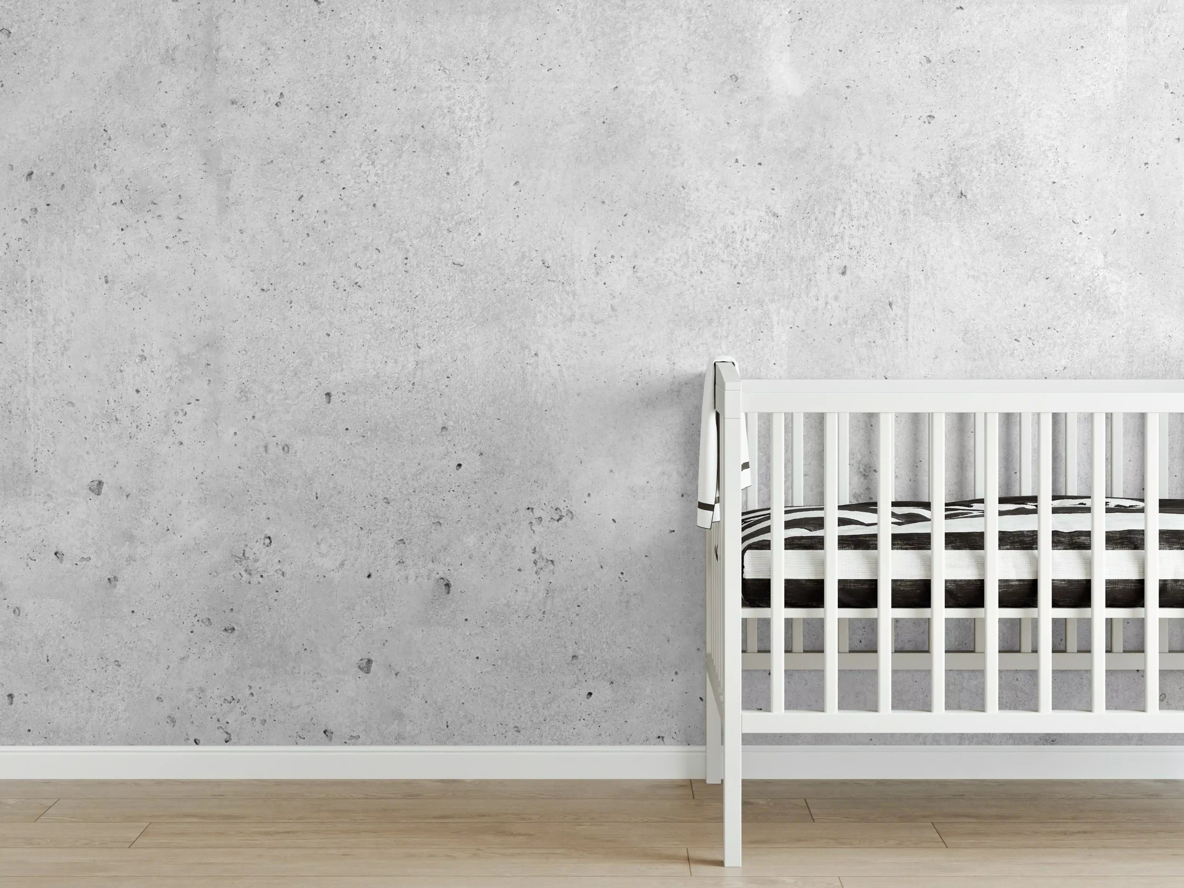Babyzimmer Wandgestaltung - Grauer rauer Beton