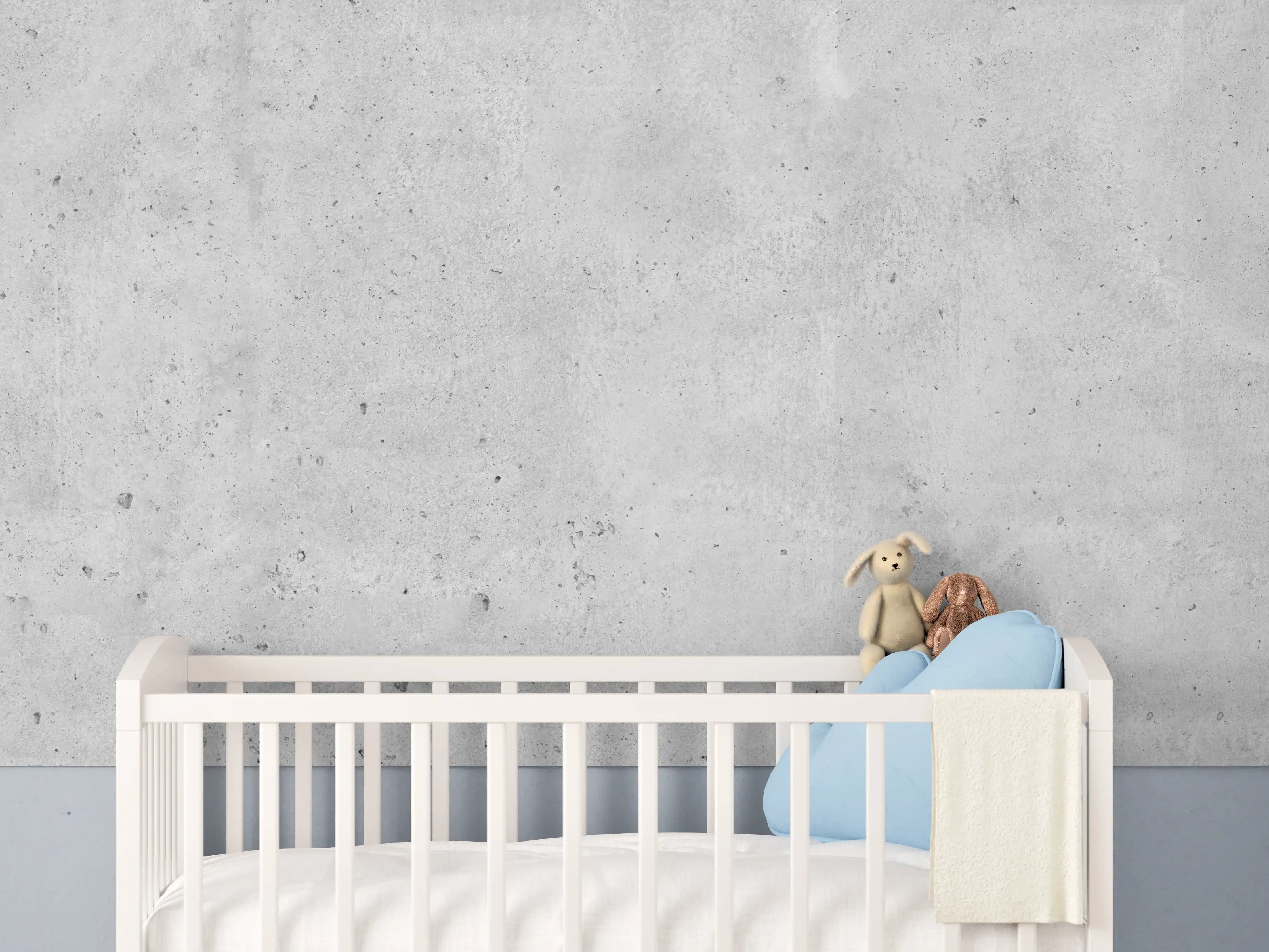 Babyzimmer Wandgestaltung - Grauer rauer Beton