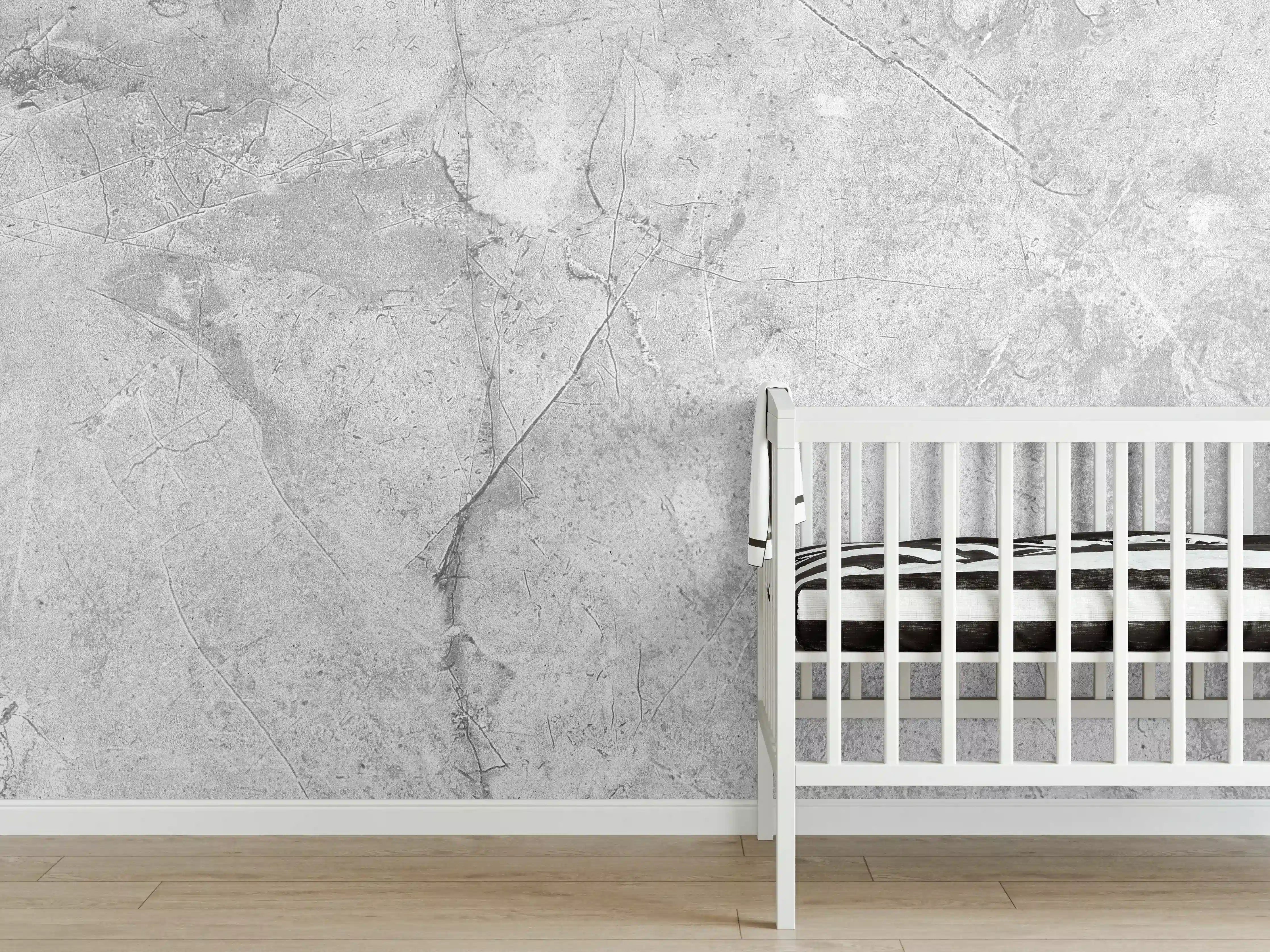 Babyzimmer Wandgestaltung - Graues Betonmuster