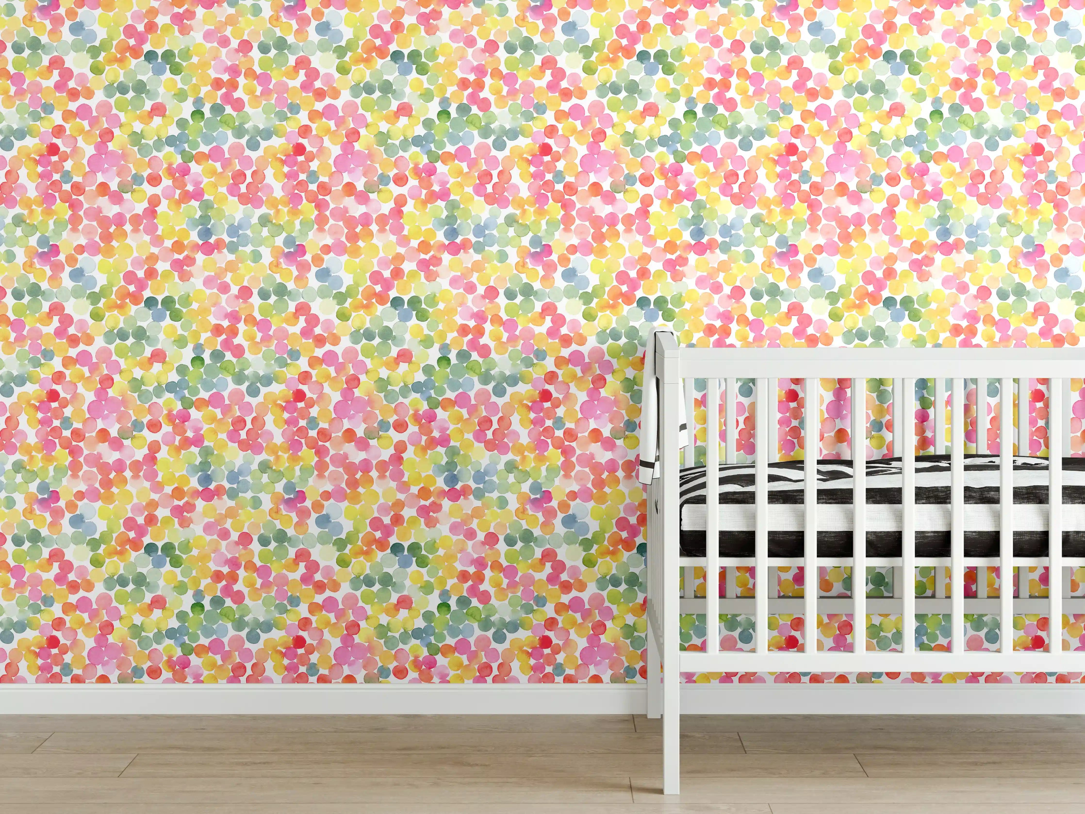 Babyzimmer Wandgestaltung - Graues Funkeln im Konfetti-Regen