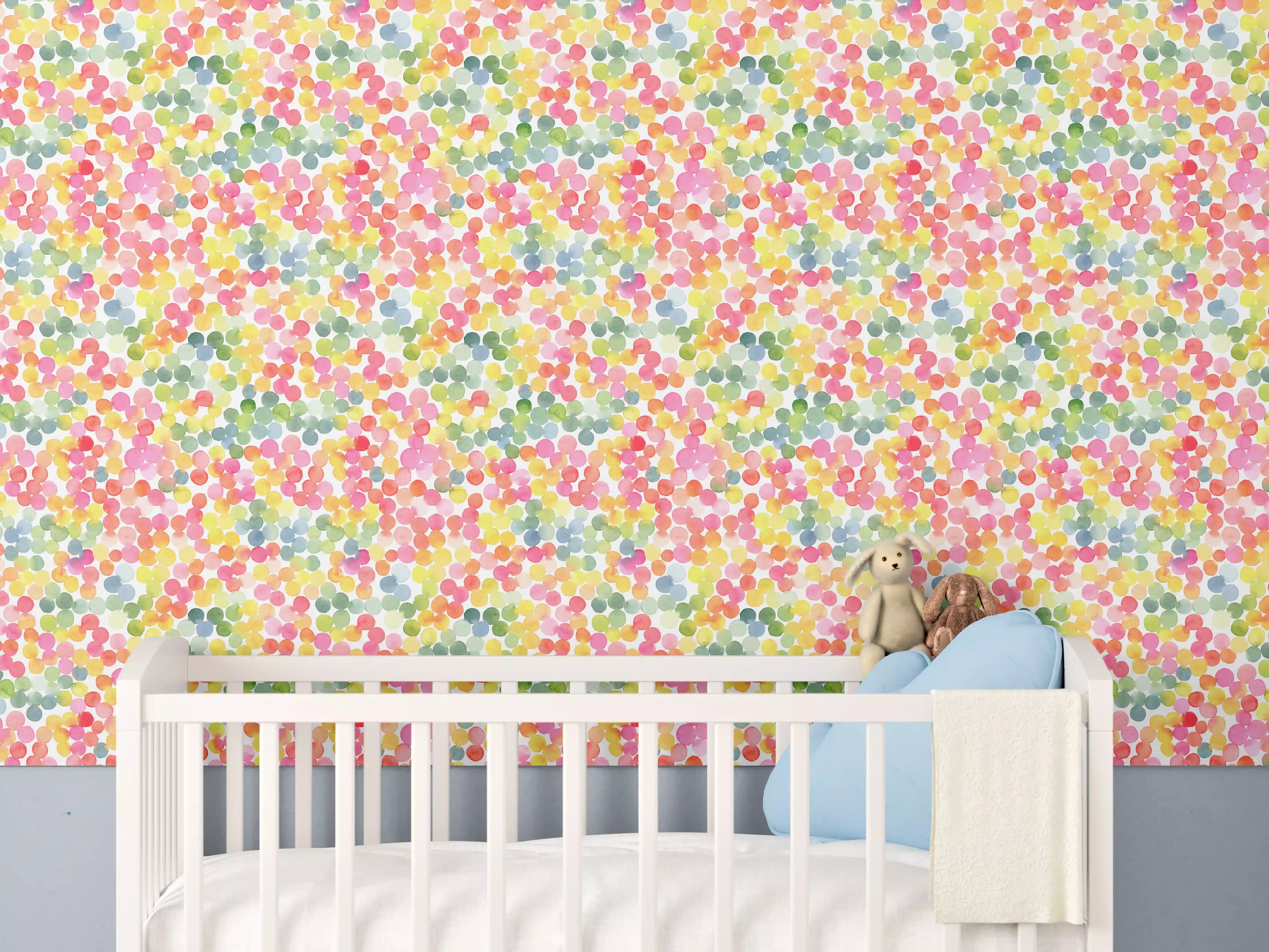 Babyzimmer Wandgestaltung - Graues Funkeln im Konfetti-Regen