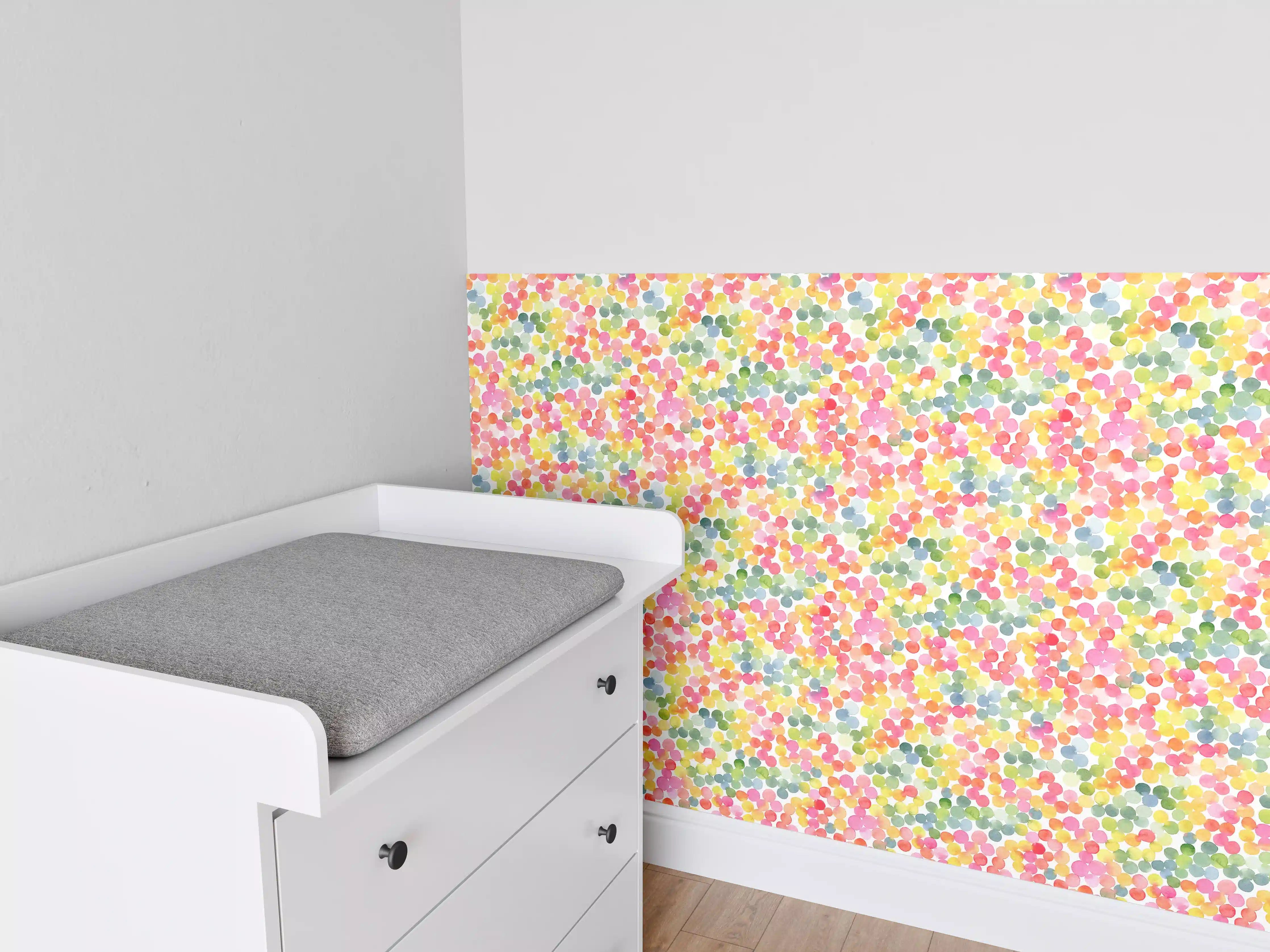 Babyzimmer Wandgestaltung - Graues Funkeln im Konfetti-Regen