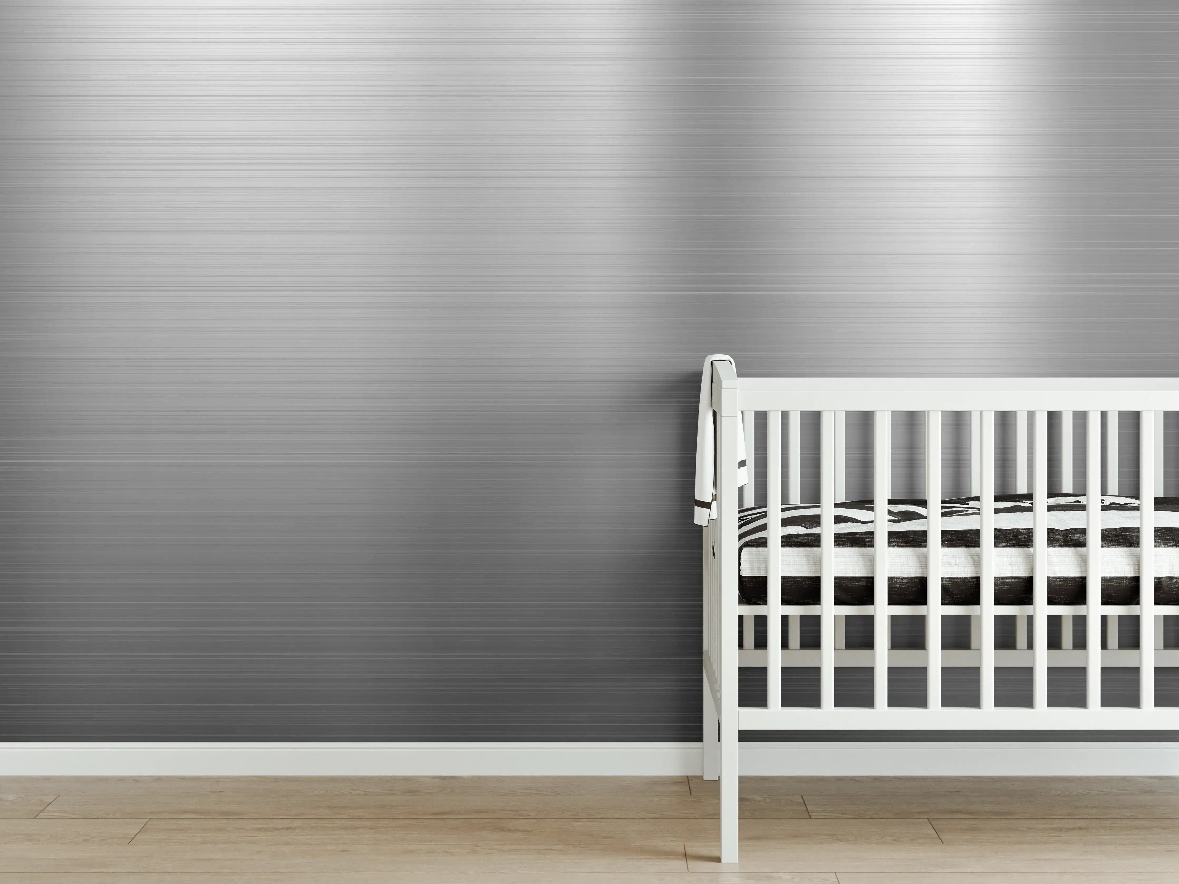 Babyzimmer Wandgestaltung - Graues Metallic-Muster mit linearem Verlauf