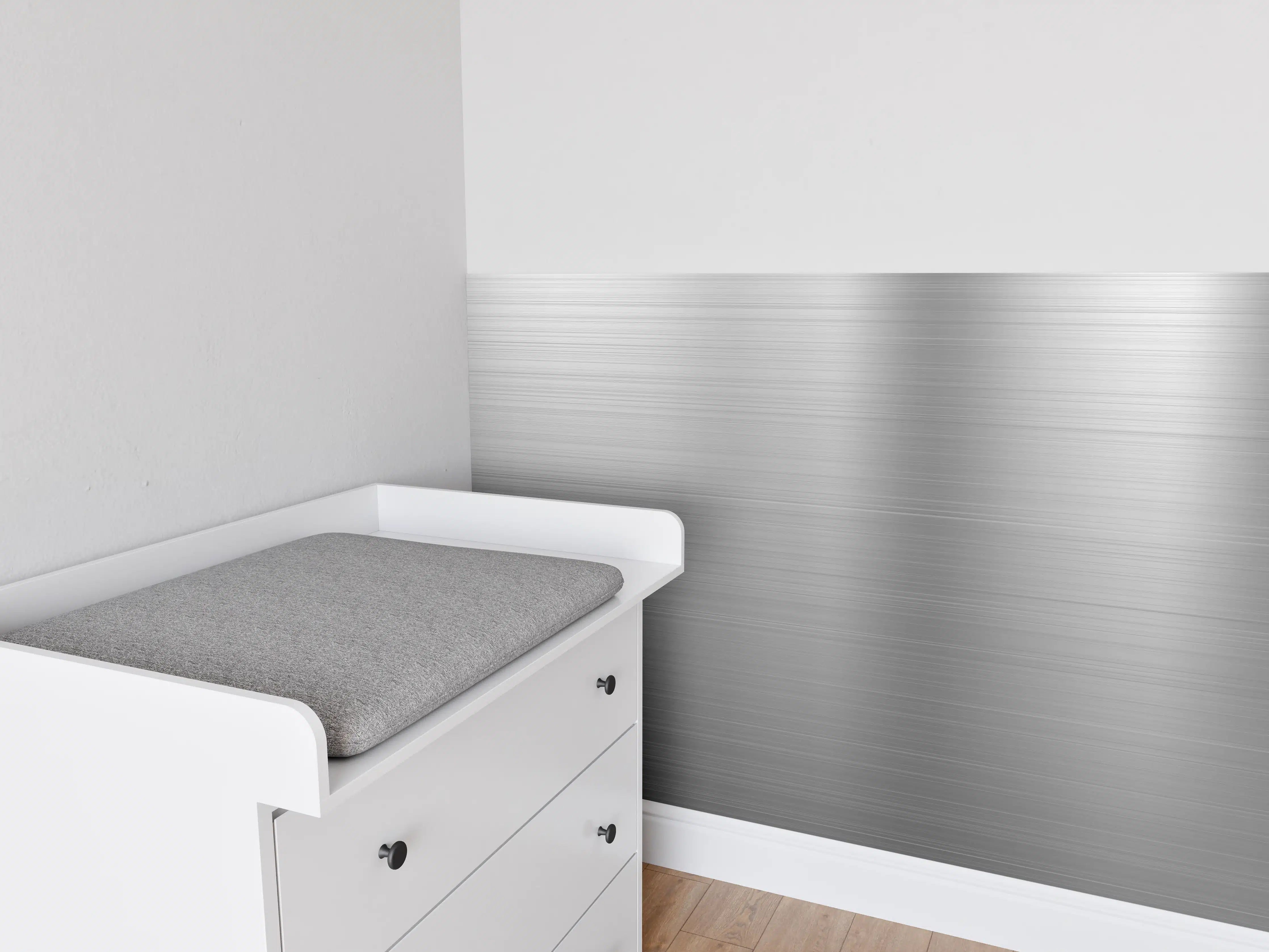 Babyzimmer Wandgestaltung - Graues Metallic-Muster mit linearem Verlauf