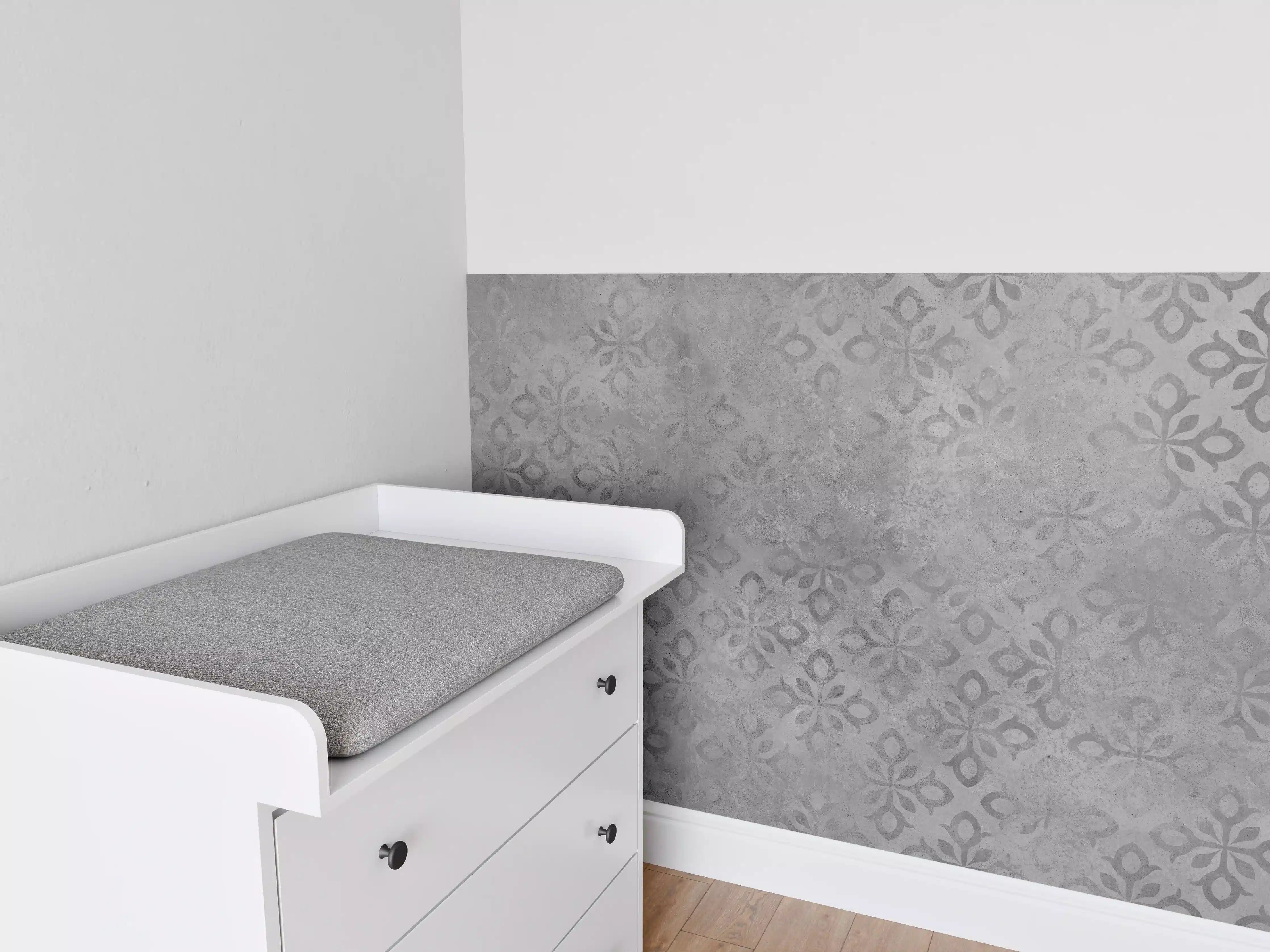 Babyzimmer Wandgestaltung - Graues Ornament Muster 